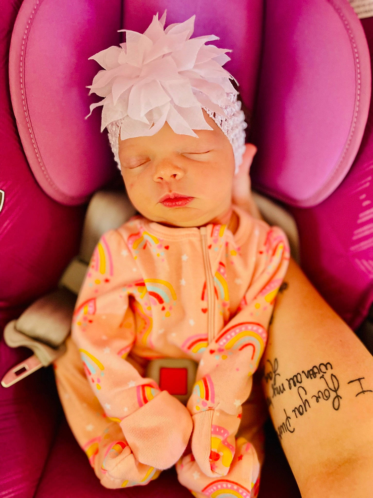 Rylee joined the competition — help win amazing prizes! arm, baby_toddler_clothing, beauty, child, doll, finger, fun, happy, headwear, human_leg, magenta, orange, party_supply, pattern, peach, person, pink, skin, sleeve, textile
