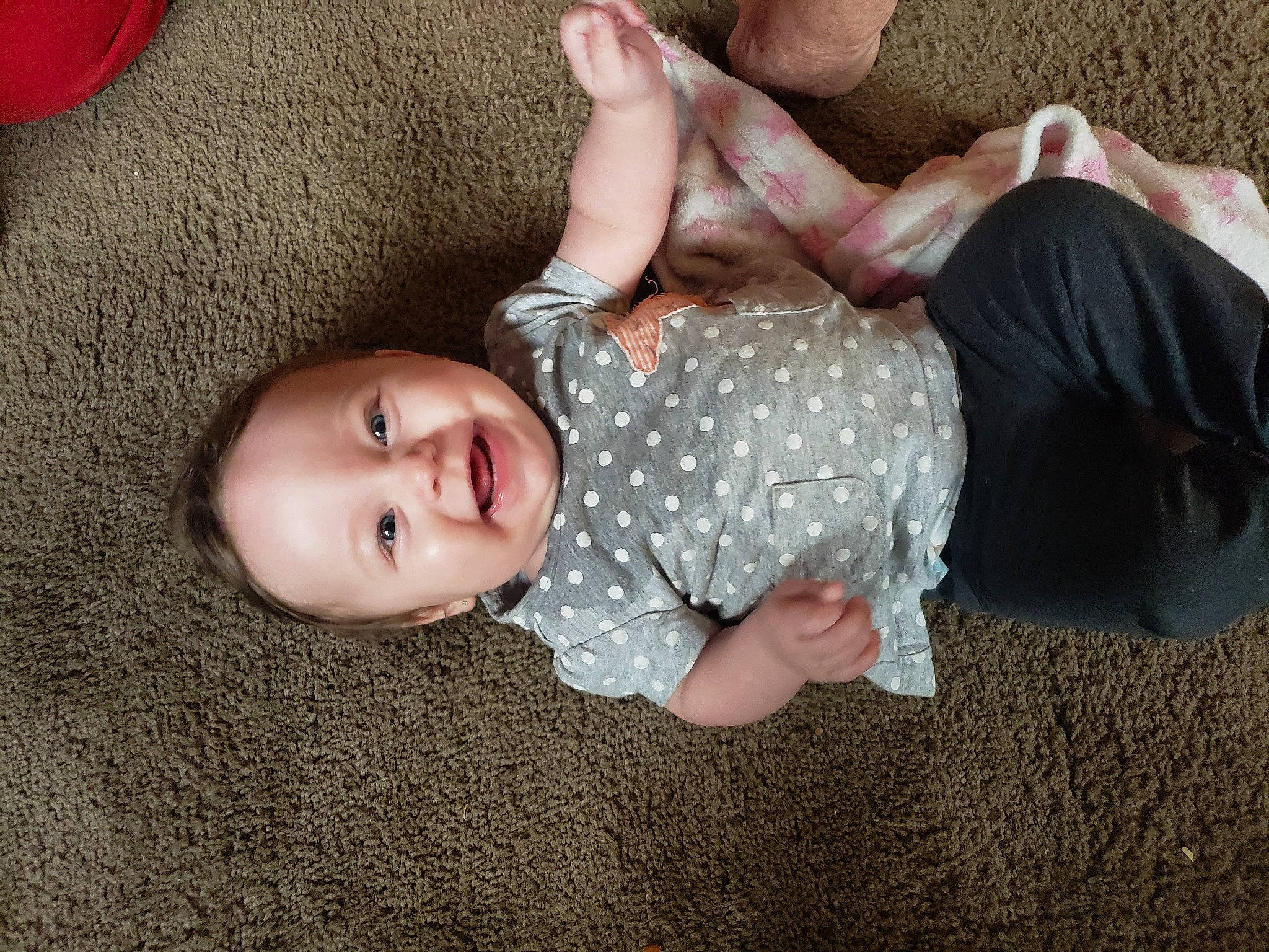 Nevaeh joined the competition — help win amazing prizes! baby, baby_toddler_clothing, child, comfort, finger, flash_photography, flooring, foot, fun, human_body, human_leg, joy, leg, mammal, mouth, pattern, person, skin, thigh, toddler