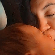 Ruby is registered to the contest to win money with this photo: adult, baby, bodypart, face, female, finger, hand, head, kissing, newborn, person, photography, portrait, romantic, sleeping, woman