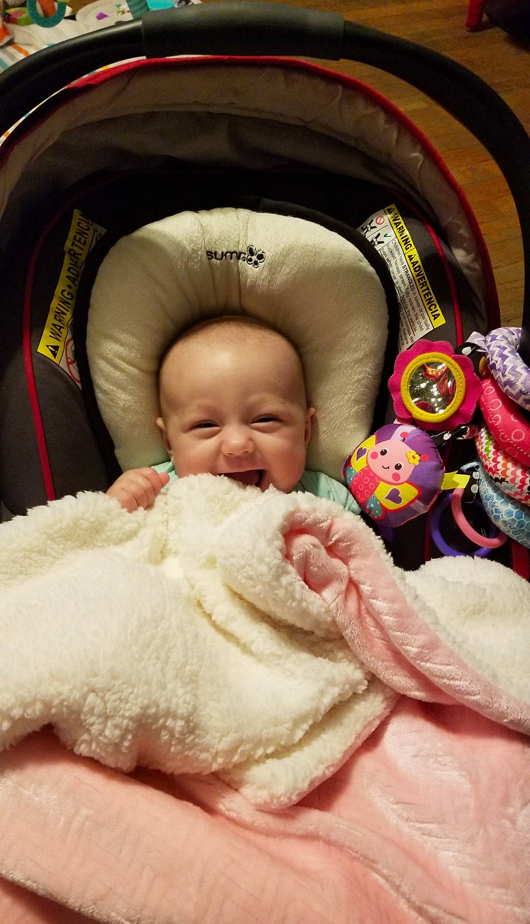 Julie joined the competition — help win amazing prizes! baby, baby_in_car_seat, baby_products, child, person, product, toddler