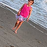 Brooklynn is registered to the contest to win money with this photo: barefoot, beach, child, coast, footprints, ocean, outdoors, pink_shirt, portrait, posing, recreation, sand, seaside, shoreline, shorts, standing, summer, sunlight, water, waves