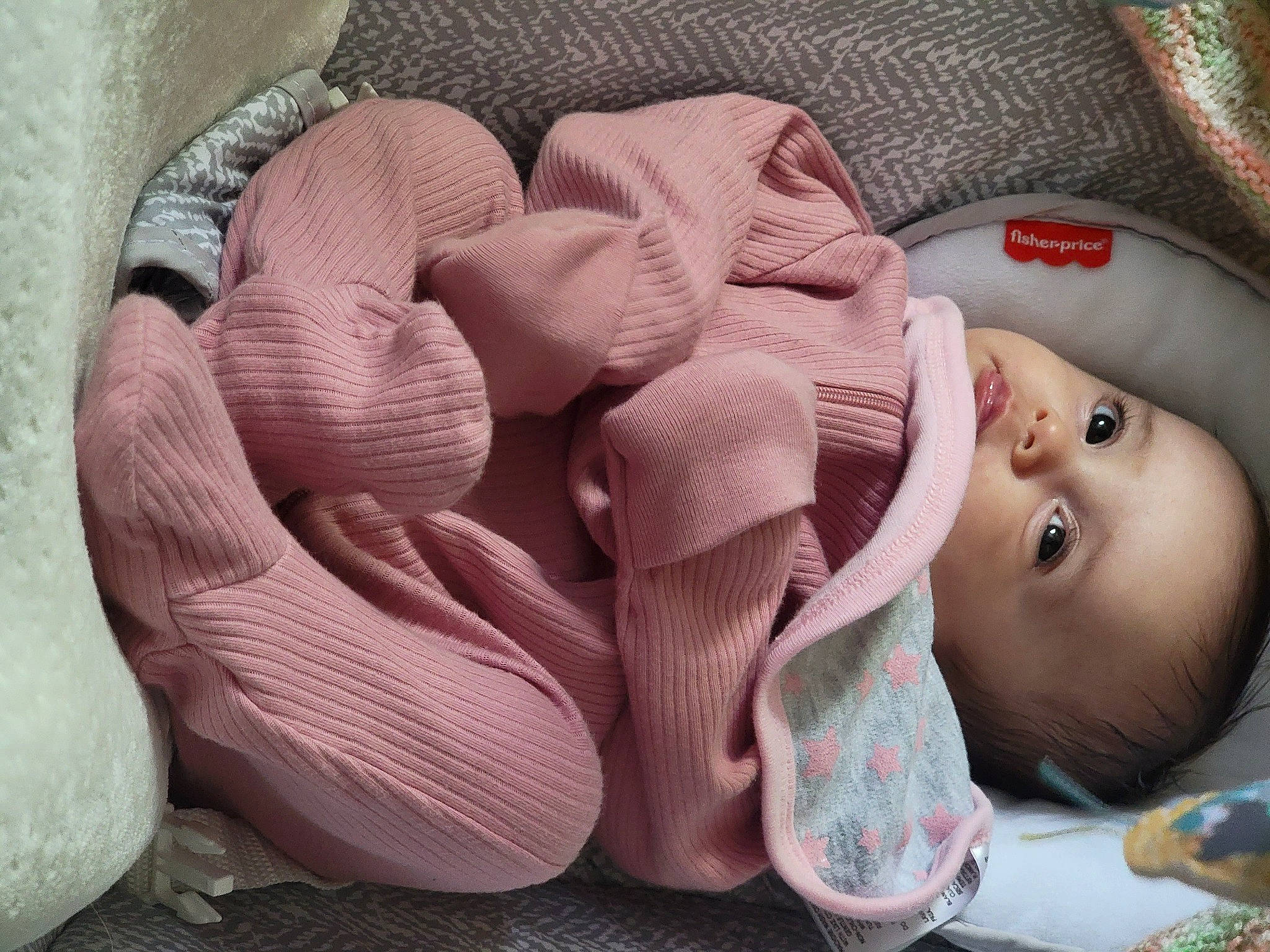 Charleigh joined the competition — help win amazing prizes! baby, baby_carriage, baby_products, baby_sleeping, baby_toddler_clothing, carmine, cheek, child, close_up, comfort, fashion_accessory, head, linens, magenta, pattern, person, pink, skin, sleep, textile