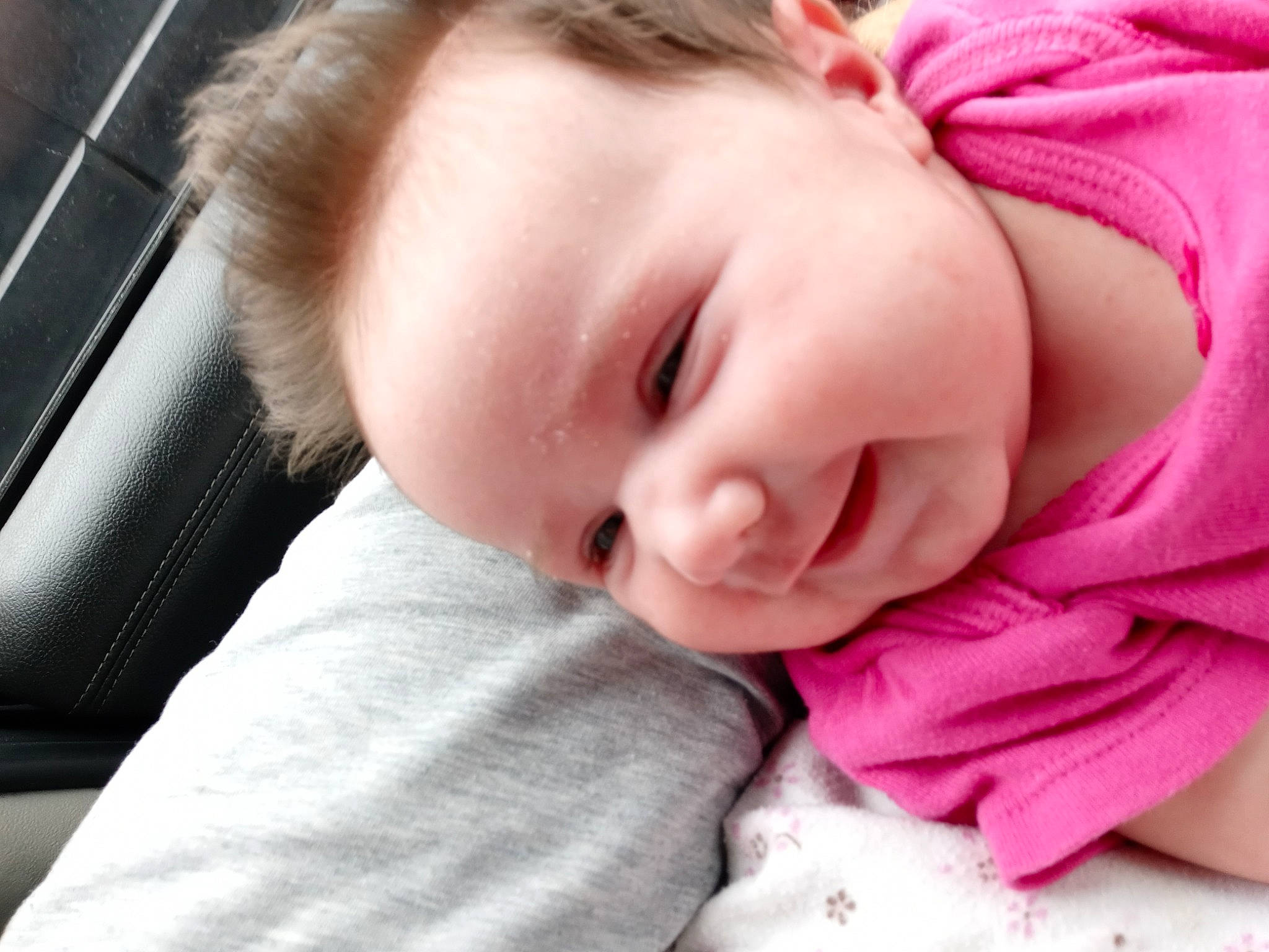 Cheyanne is registered to the contest to win money with this photo: baby, baby_toddler_clothing, cheek, child, comfort, ear, eyelash, fashion_accessory, finger, happy, iris, lip, magenta, neck, nose, person, pink, skin, sleeve, smile