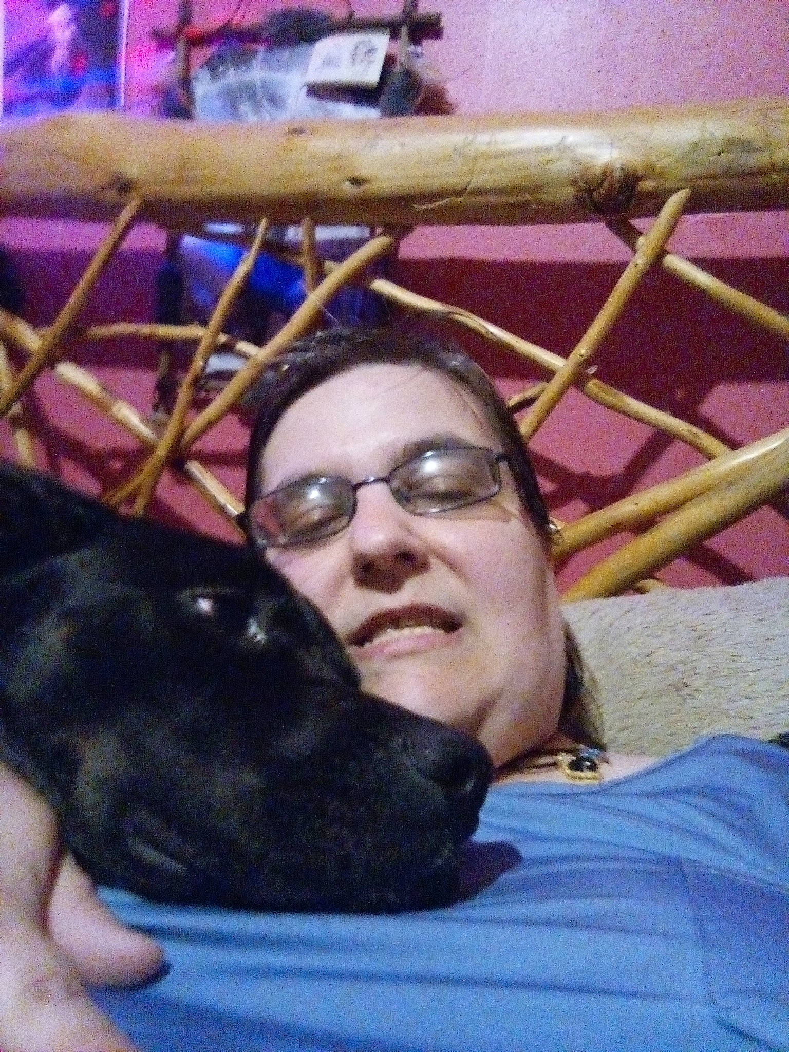 Onyx is registered to the contest to win money with this photo: black_hair, carnivore, comfort, companion_dog, cool, dog_breed, eye, eyewear, fawn, felidae, fun, glasses, happy, lap, small_to_medium_sized_cats, smile, snout, sunglasses, vision_care, whiskers