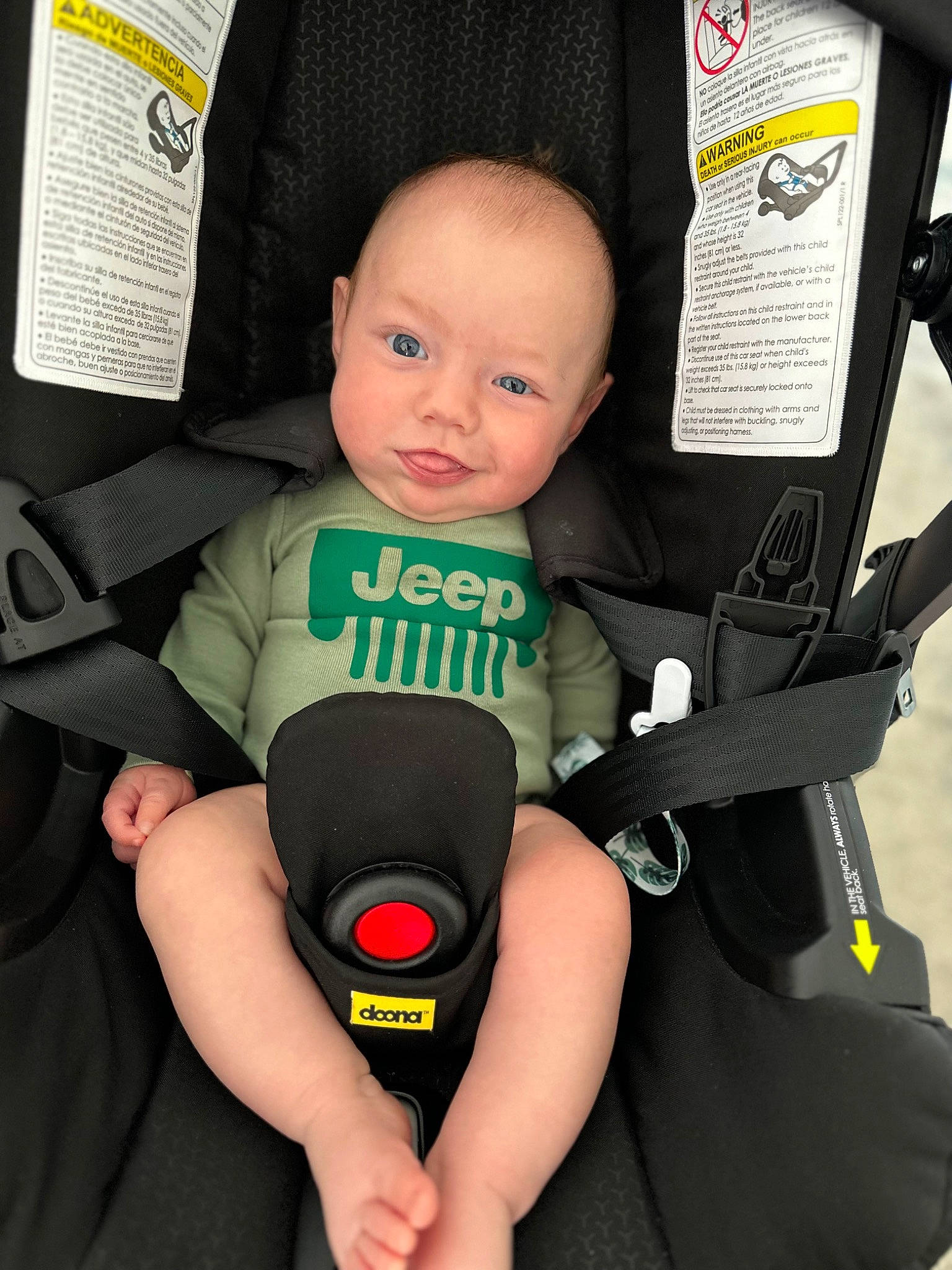 Michael is registered to the contest to win money with this photo: auto_part, baby, baby_carriage, baby_in_car_seat, baby_products, baby_safety, baby_toddler_clothing, car_seat, child, comfort, communication_device, finger, gesture, hand, nail, person, sitting, thigh, thumb, toddler