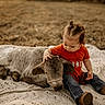 Raelynn is registered to the contest to win money with this photo: child, toddler, calf, animal, baby, orange_shirt, jeans, boots, blanket, outdoor, grass, pet, cute, nature, baby_animal, touching, gentle, resting, young_child, friendship