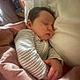 baby, sleeping, blanket, onesie, infant, cozy, bed, pillow, peaceful, child, rest, cute, indoor, soft, young, portrait, hands, peace, comfort, face