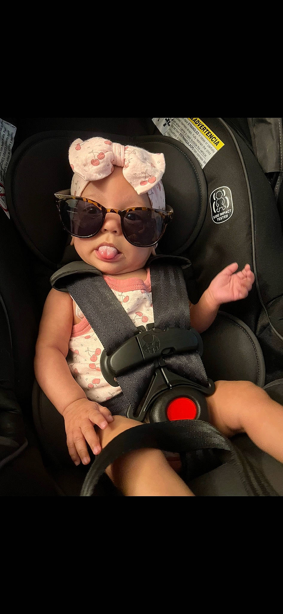 Liliana joined the competition — help win amazing prizes! auto_part, automotive_design, baby_toddler_clothing, car_seat, car_seat_cover, comfort, eyewear, glasses, goggles, head_restraint, mouth, person, personal_protective_equipment, seat_belt, steering_part, steering_wheel, sunglasses, thigh, toddler, vehicle_door