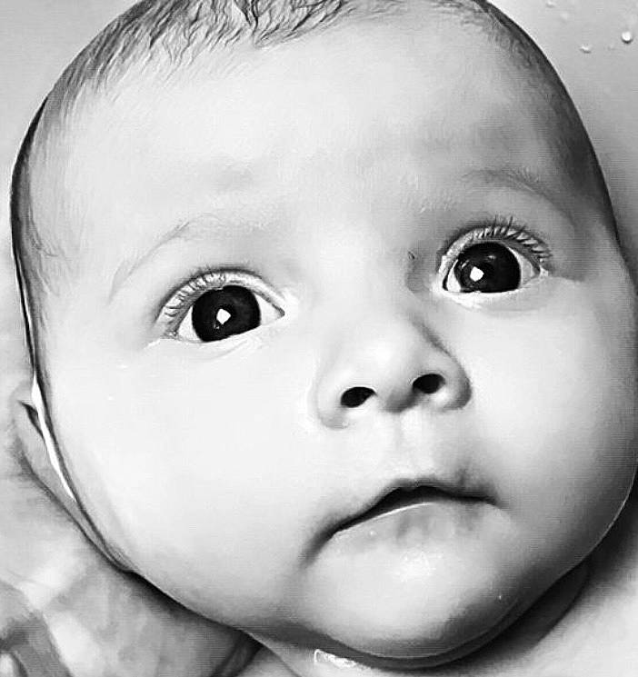 Milena participe au concours pour gagner de l'argent avec cette photo : baby, black_and_white, cheek, child, chin, close_up, eye, eyebrow, face, head, iris, lip, mouth, nose, person, photograph, photography, portrait, portrait_photography, skin