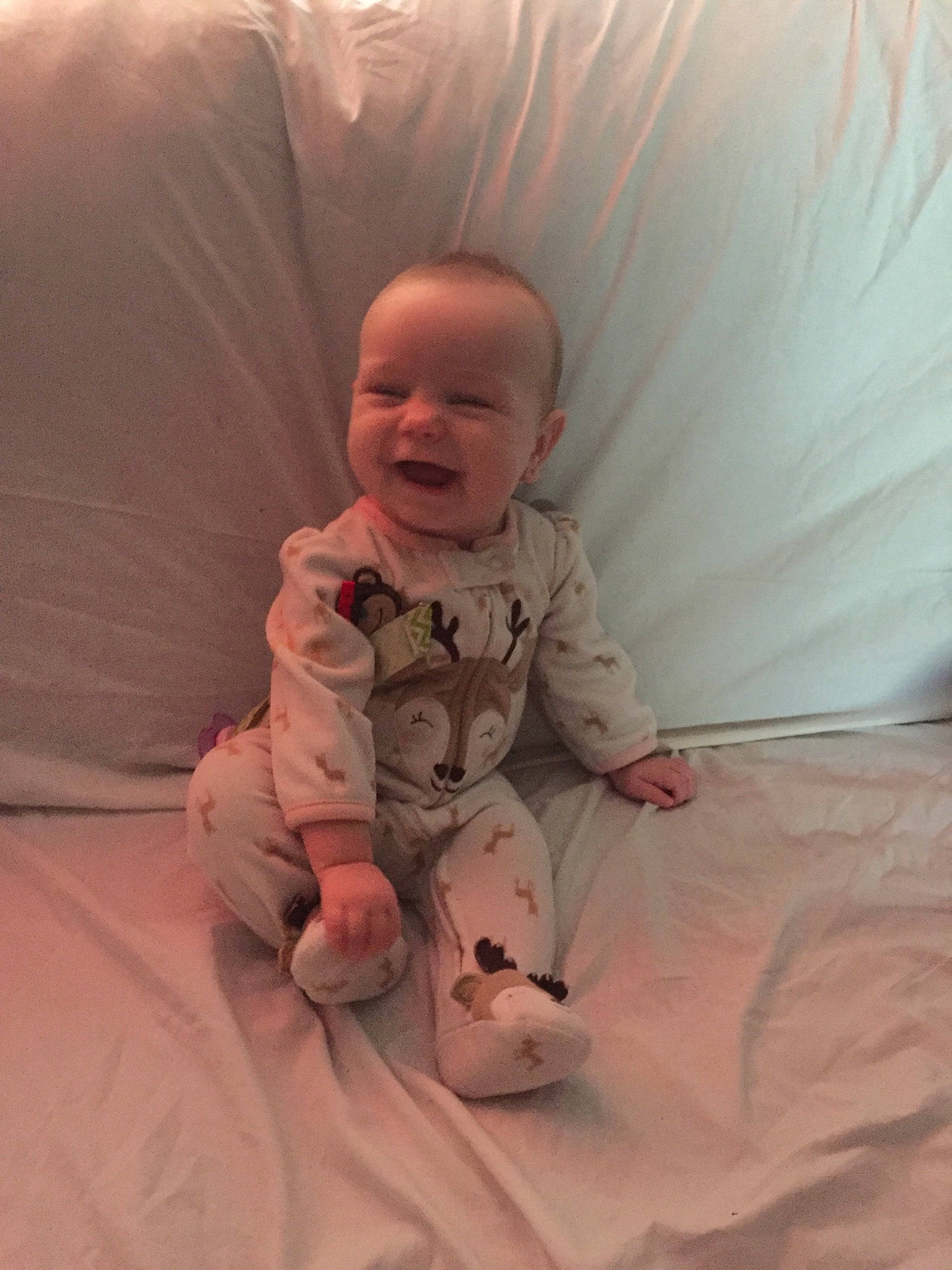 Cheyenne is registered to the contest to win money with this photo: arm, bed, bedtime, child, ear, finger, hand, head, infant, leg, nose, person, product, skin, sleep, toddler