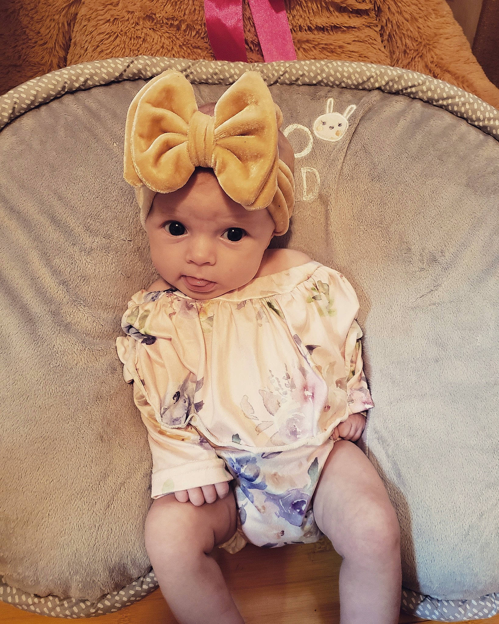 Renna joined the competition — help win amazing prizes! baby, baby_products, beige, cheek, child, ear, eye, hair_accessory, hat, head, headgear, organ, person, pink, product, sitting, skin, toddler