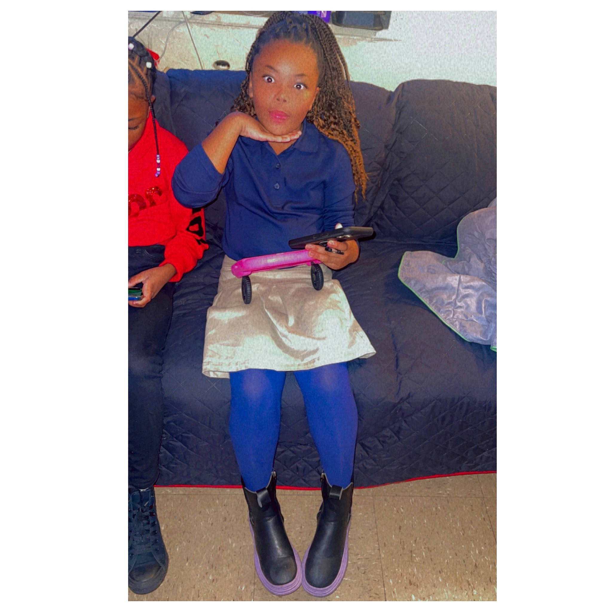 Aubrielle joined the competition — help win amazing prizes! bag, boot, denim, dress, electric_blue, fashion_design, footwear, formal_wear, human_leg, knee, leg, magenta, outerwear, pattern, person, sleeve, sportswear, t_shirt, thigh, trunk