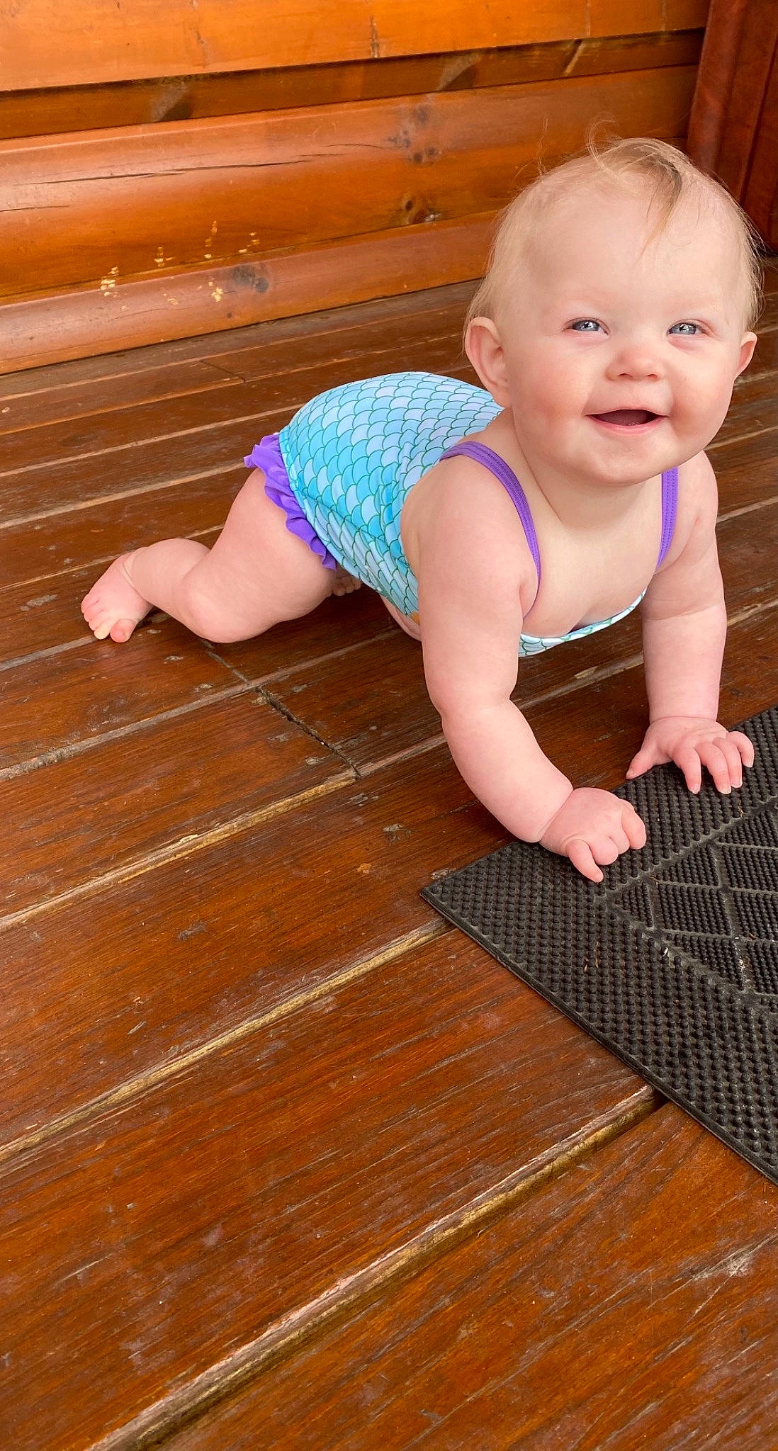 Chevelle joined the competition — help win amazing prizes! baby, baby_toddler_clothing, cheek, crawling, face, facial_expression, floor, flooring, fun, hairstyle, happy, hardwood, joy, laminate_flooring, pattern, person, skin, smile, toddler, varnish