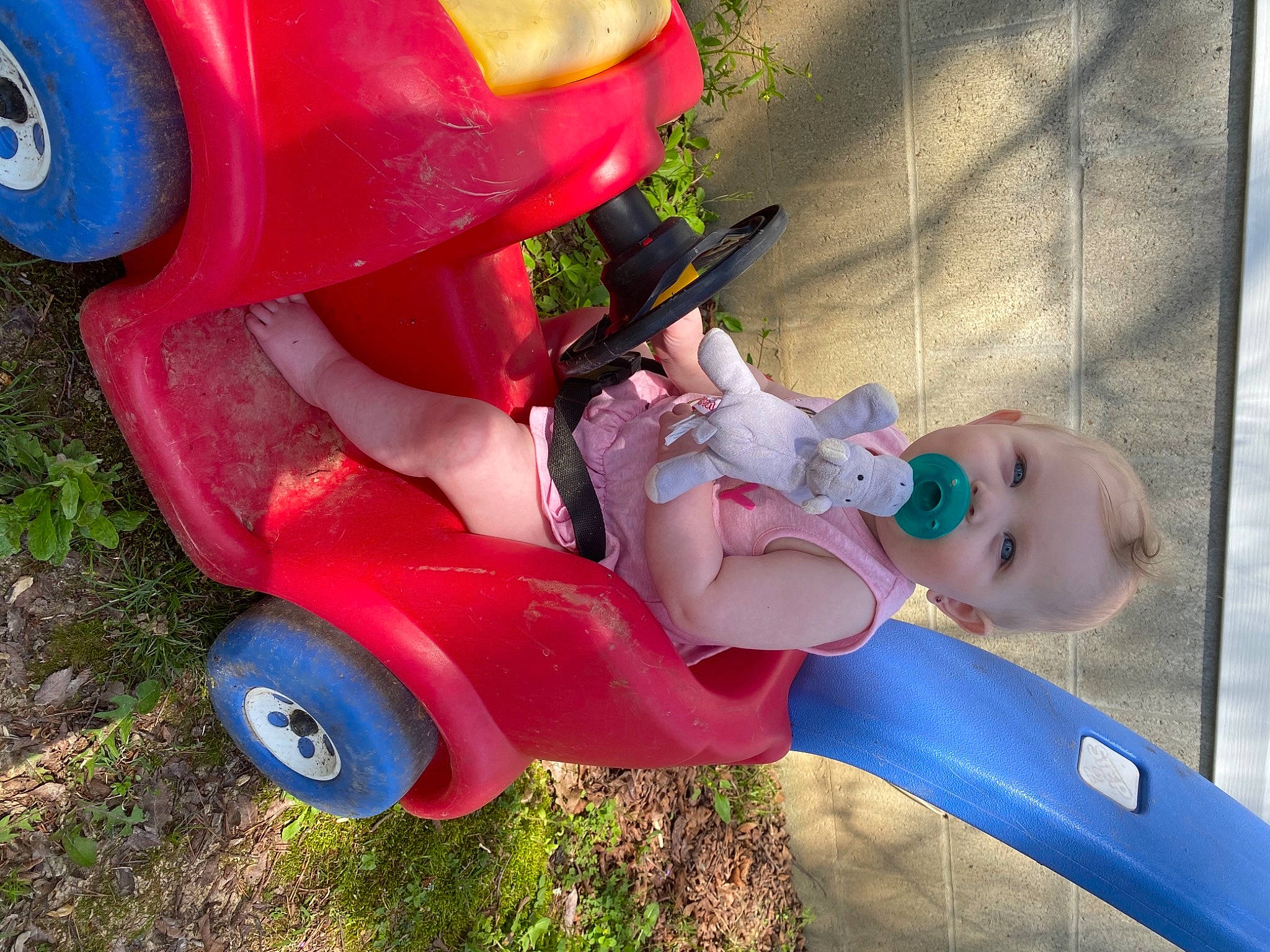 Chevelle joined the competition — help win amazing prizes! automotive_tire, automotive_wheel_system, baby, baby_toddler_clothing, child, city, fender, fun, grass, happy, leg, leisure, motor_vehicle, person, pink, recreation, riding_toy, tire, toddler, vehicle