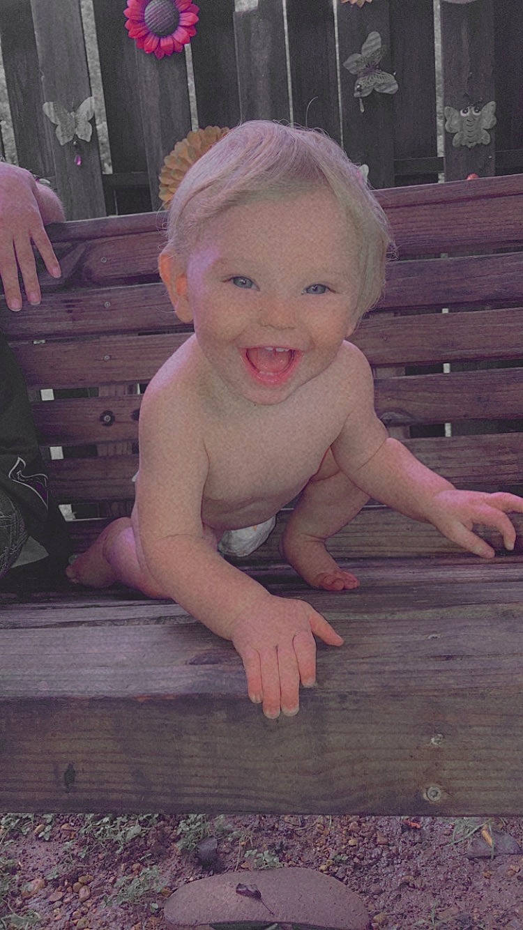 Carson joined the competition — help win amazing prizes! arm, baby, cheek, finger, flash_photography, floor, flooring, grass, hand, happy, hardwood, human_body, iris, lip, nose, person, plant, skin, smile, toddler