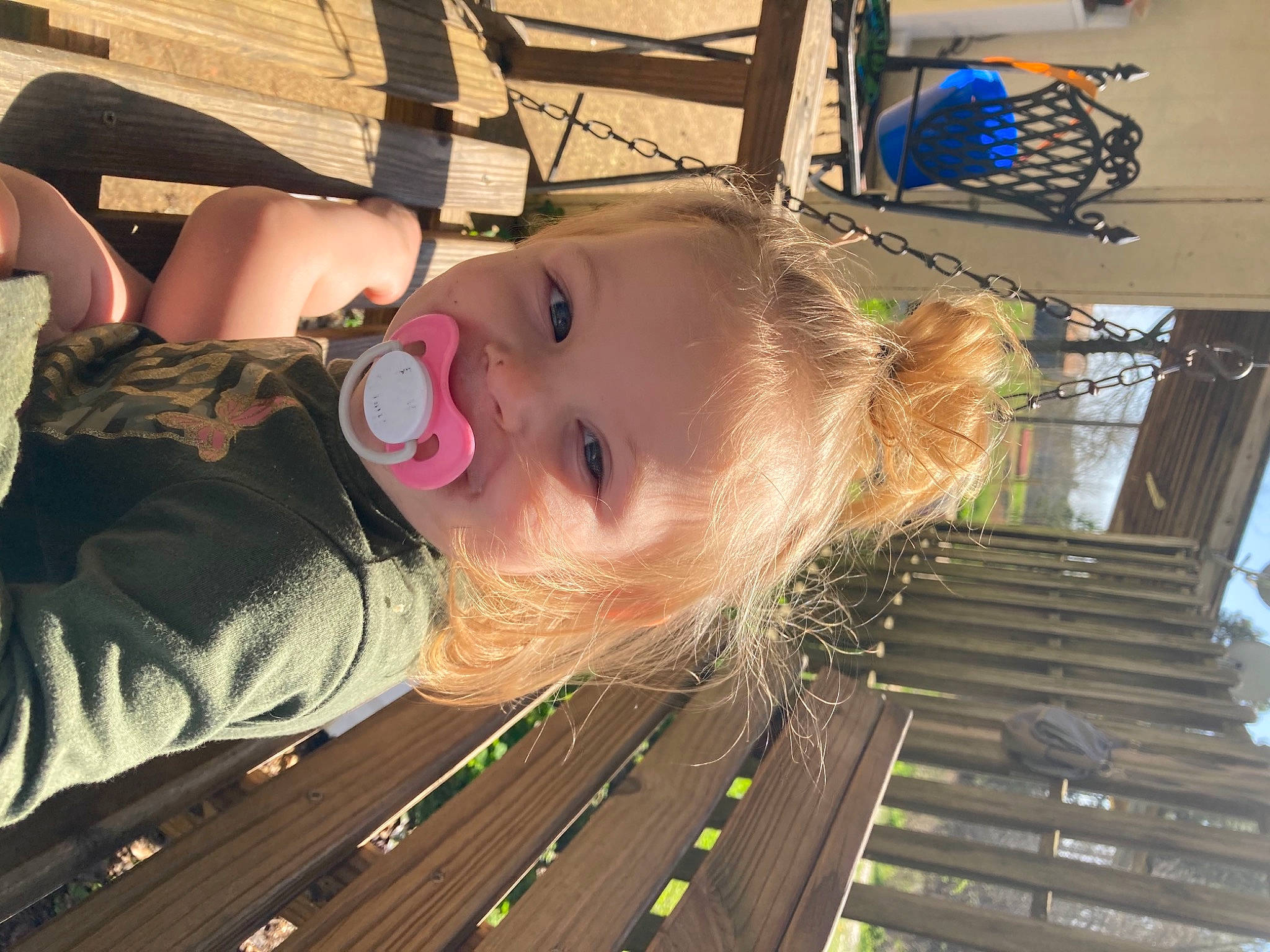 Paisley-grace is registered to the contest to win money with this photo: baby, baby_toddler_clothing, cheek, child, eyelash, fun, happy, iris, joy, leisure, mechanical_fan, mouth, nose, pattern, person, smile, toddler, wood