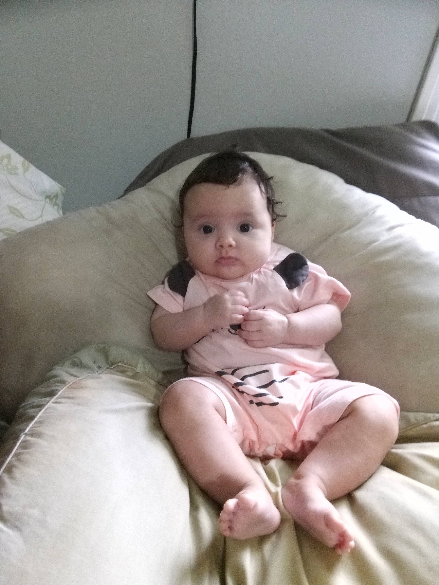 Billie joined the competition — help win amazing prizes! arm, baby, blond, cheek, comfort, couch, eye, face, finger, hairstyle, hand, head, human_body, human_leg, knee, leg, linens, person, skin, thigh