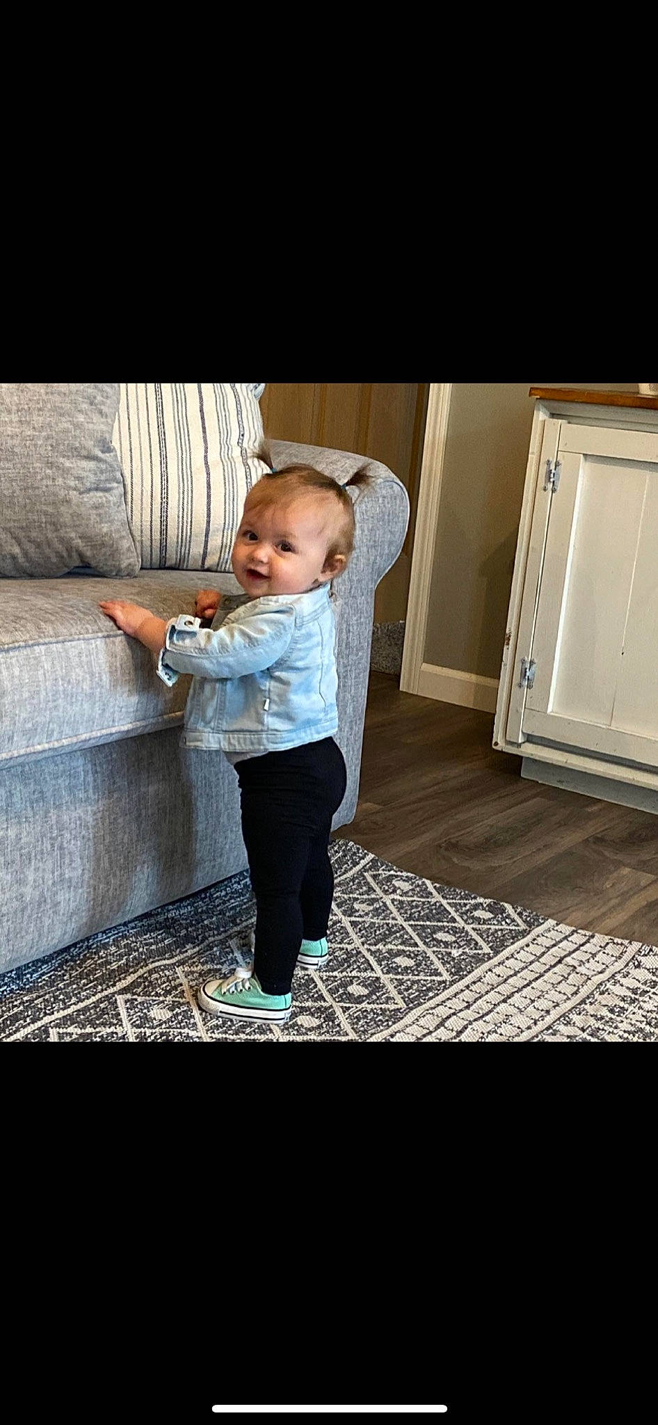 Brooklyn is registered to the contest to win money with this photo: baby, baby_toddler_clothing, child, door, electric_blue, flash_photography, floor, flooring, formal_wear, happy, hardwood, pattern, person, sitting, sleeve, standing, t_shirt, textile, toddler, waist
