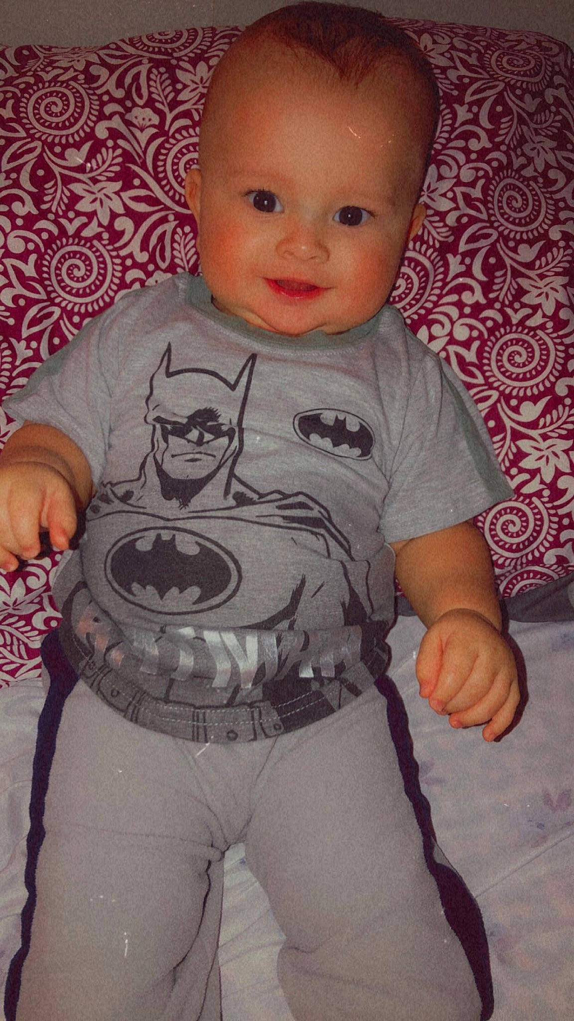 Cayden joined the competition — help win amazing prizes! baby, baby_toddler_clothing, cheek, cool, eye, hairstyle, happy, head, human, iris, lip, mouth, nose, organ, person, pink, skin, sleeve, smile, standing