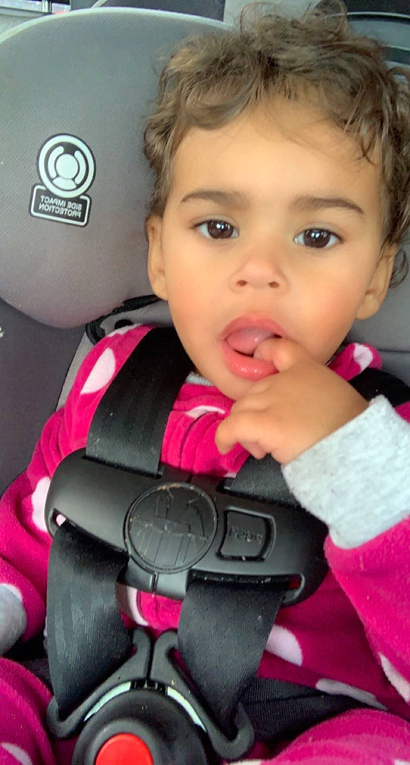 Giana is registered to the contest to win money with this photo: baby, baby_carriage, baby_products, baby_toddler_clothing, car_seat, cheek, child, eyebrow, eyelash, finger, gesture, happy, lip, magenta, nail, nose, person, pink, skin, surprise