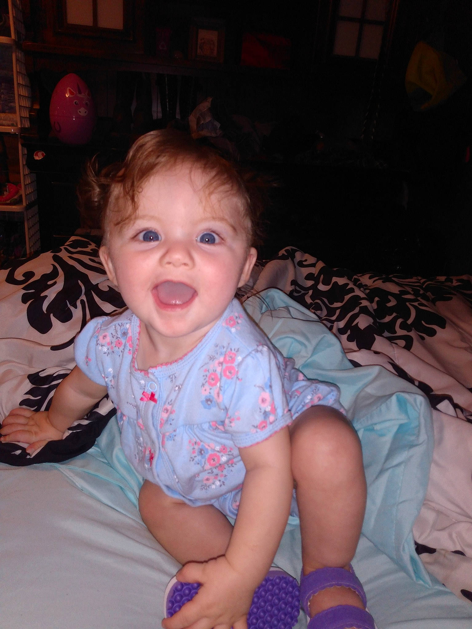 Kenzleigh joined the competition — help win amazing prizes! baby, cheek, child, chin, eye, face, facial_expression, fun, head, iris, leg, lip, mouth, nose, person, pink, sitting, skin, smile, standing