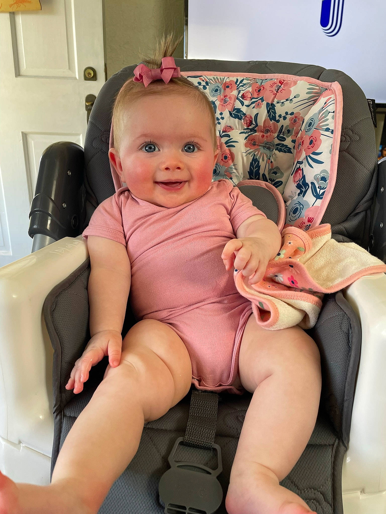 Ainsley joined the competition — help win amazing prizes! arm, baby, baby_toddler_clothing, cheek, child, comfort, eye, happy, human_leg, joint, joy, knee, lap, leg, nail, person, sitting, skin, smile, thigh