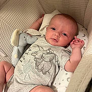 Charles is registered to the contest to win money with this photo: baby, bed, blanket, bodypart, clothing, cradle, crib, cushion, face, finger, furniture, hand, head, homedecor, infantbed, newborn, person, photography, portrait, t_shirt
