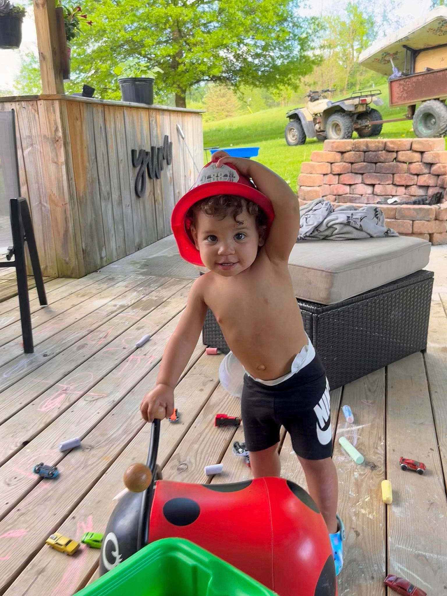 Kyleigh joined the competition — help win amazing prizes! barechested, barefoot, baseball_cap, boats_and_boating_equipment_and_supplies, cap, chest, child, event, fun, hat, leg, leisure, person, personal_protective_equipment, recreation, shorts, summer, sun_hat, thigh, toddler