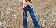 Presley joined the competition — help win amazing prizes! child, girl, cowboy_hat, tshirt, horses, jeans, boots, gravel, path, outdoor, trees, fence, nature, smile, blonde_hair, posing, rural, casual_clothing, sunlight, happy