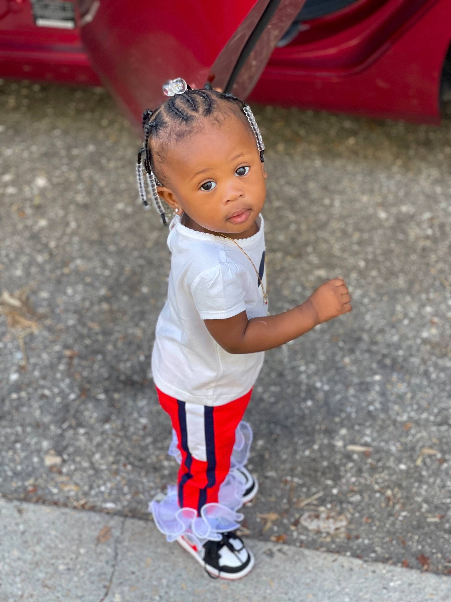 Amiracle joined the competition — help win amazing prizes! asphalt, audio_equipment, baby, baby_toddler_clothing, carmine, child, doll, eyewear, fashion_accessory, fictional_character, fur, magenta, person, red, road_surface, sidewalk, sleeve, smile, toddler, toy