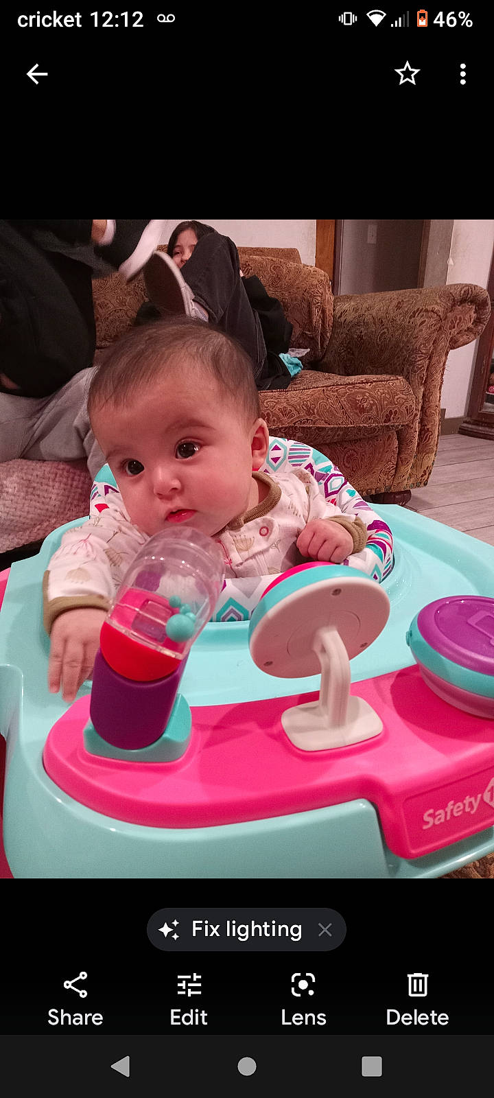 Athena joined the competition — help win amazing prizes! arm, baby, baby_playing_with_toys, baby_products, baby_toddler_clothing, cheek, child, comfort, event, facial_expression, fun, leisure, person, pink, recreation, riding_toy, room, sitting, skin, surprise