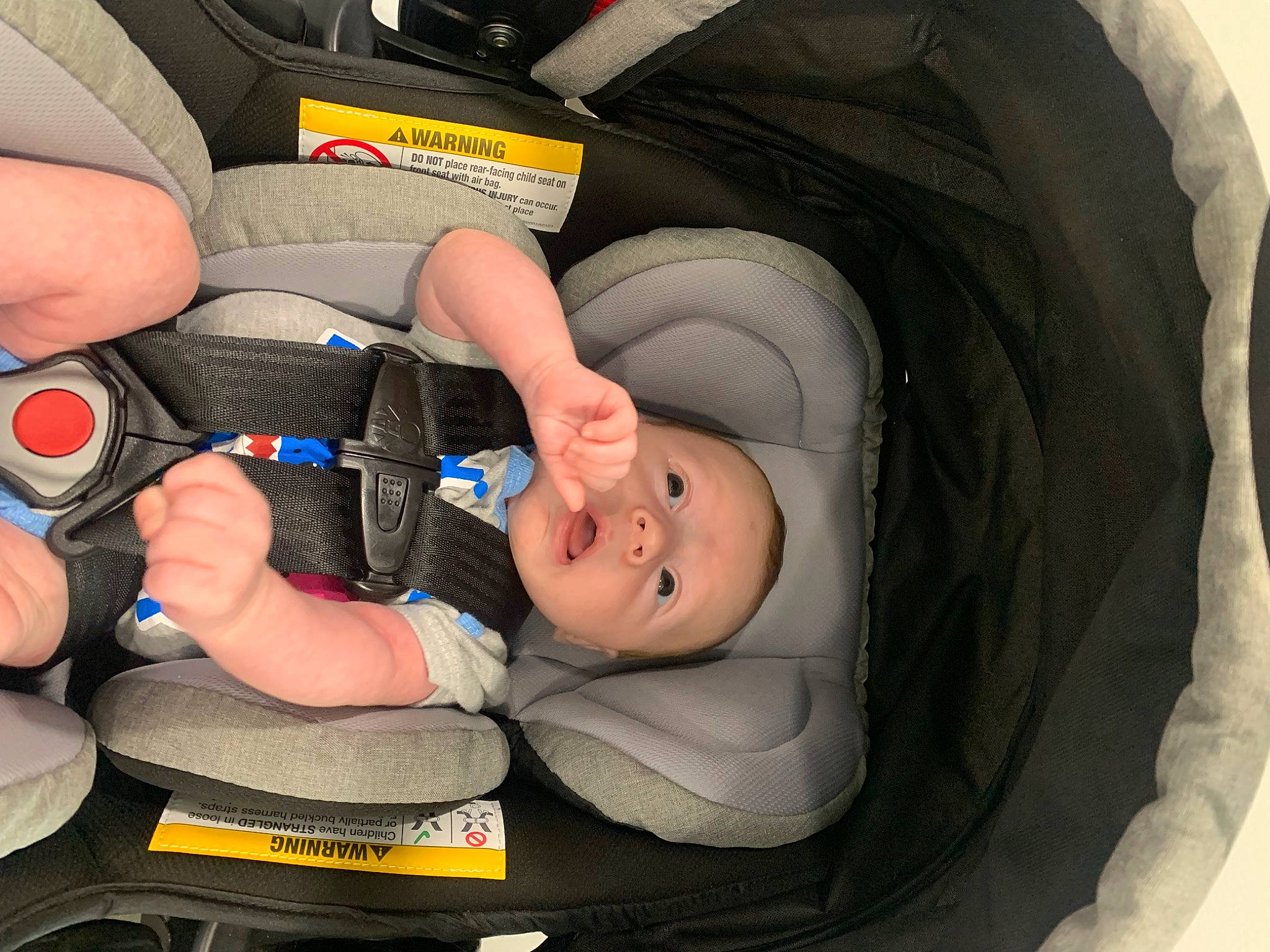 Kian joined the competition — help win amazing prizes! auto_part, baby, baby_carriage, baby_in_car_seat, baby_products, baby_toddler_clothing, bag, car_seat, child, comfort, gesture, knee, nail, person, personal_protective_equipment, service, sitting, smile, thumb, toddler