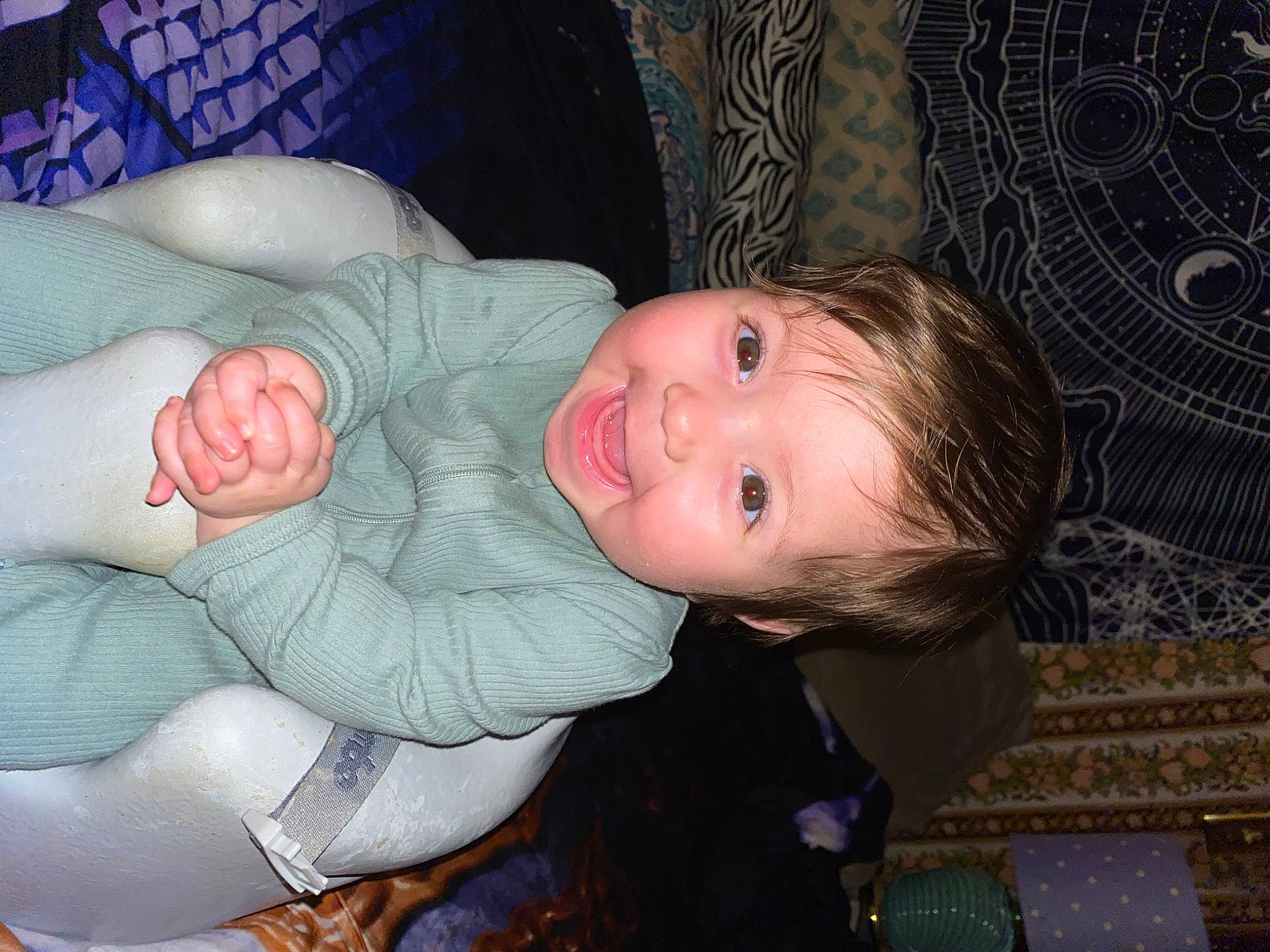 Elisia is registered to the contest to win money with this photo: baby, baby_toddler_clothing, cheek, comfort, eye, face, flash_photography, fun, gesture, hair, happy, head, human_body, iris, joy, mouth, nose, person, skin, sleeve