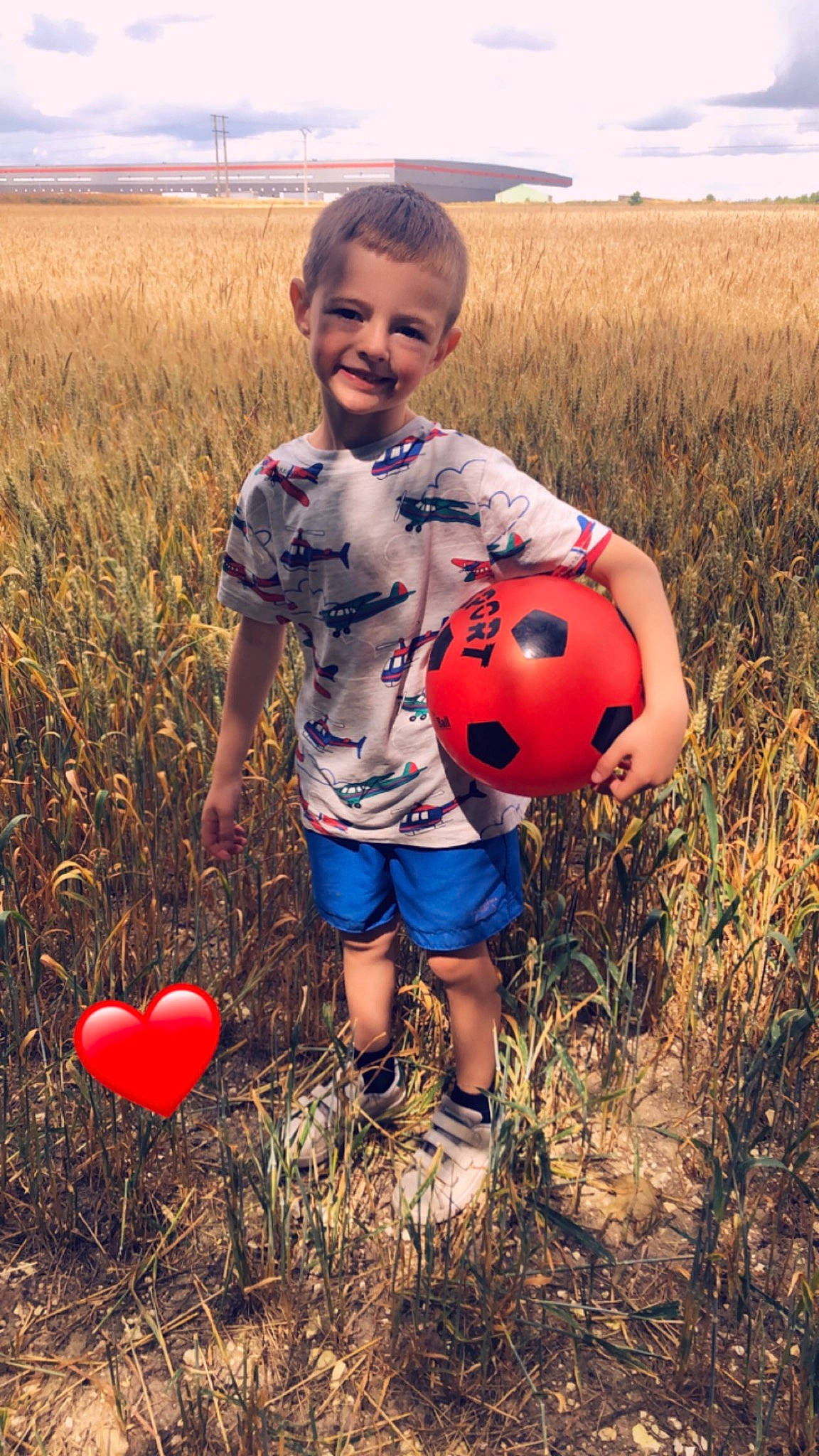 Wyatt participe au concours pour gagner de l'argent avec cette photo : ball, child, cloud, football, fun, grass, grassland, happy, joy, landscape, meadow, morning, people_in_nature, person, photograph, plant, shorts, sky, smile, summer