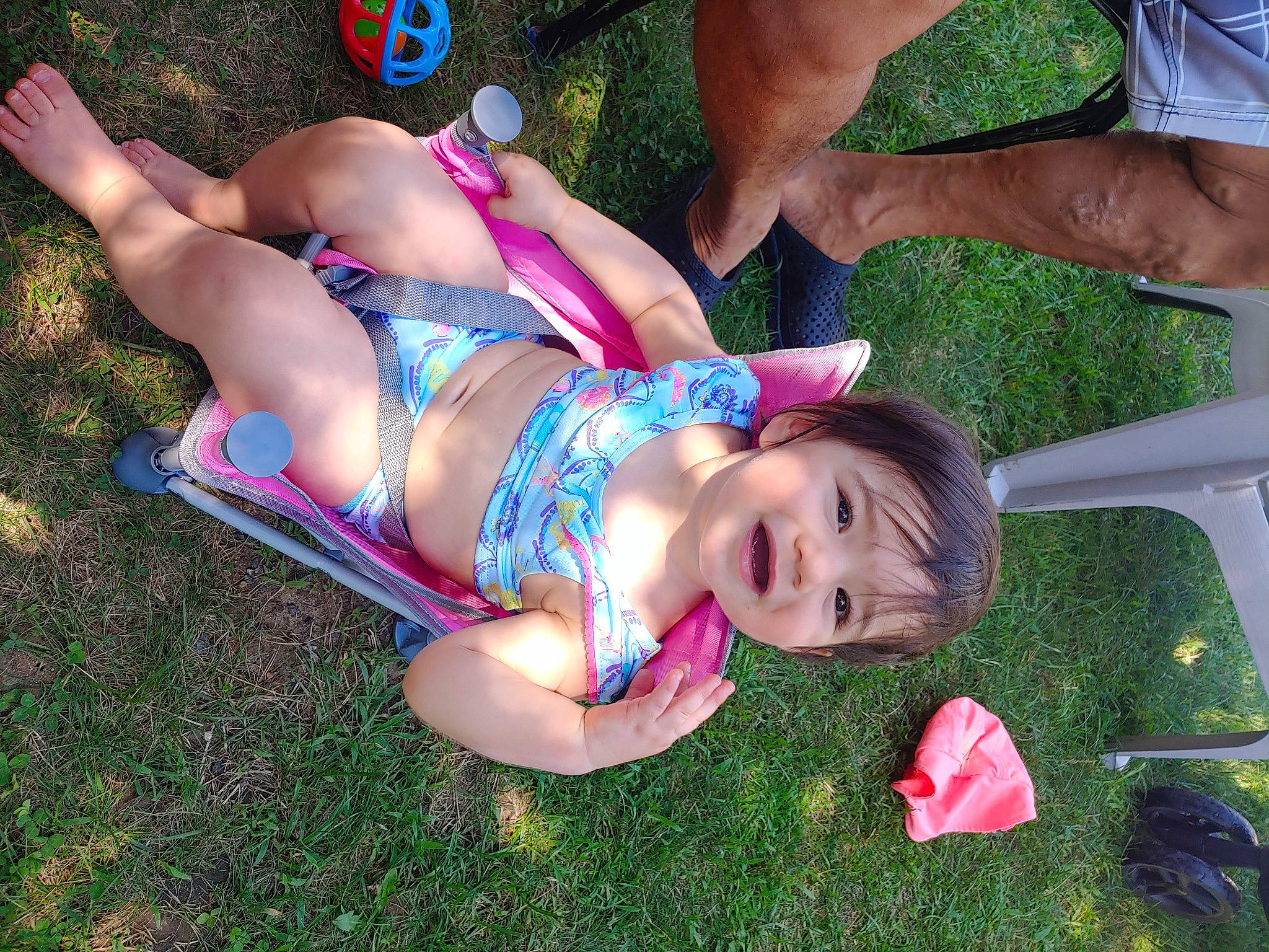 Mia joined the competition — help win amazing prizes! child, fun, grass, lawn, leg, muscle, person, play, summer, sun_tanning, trunk, vacation