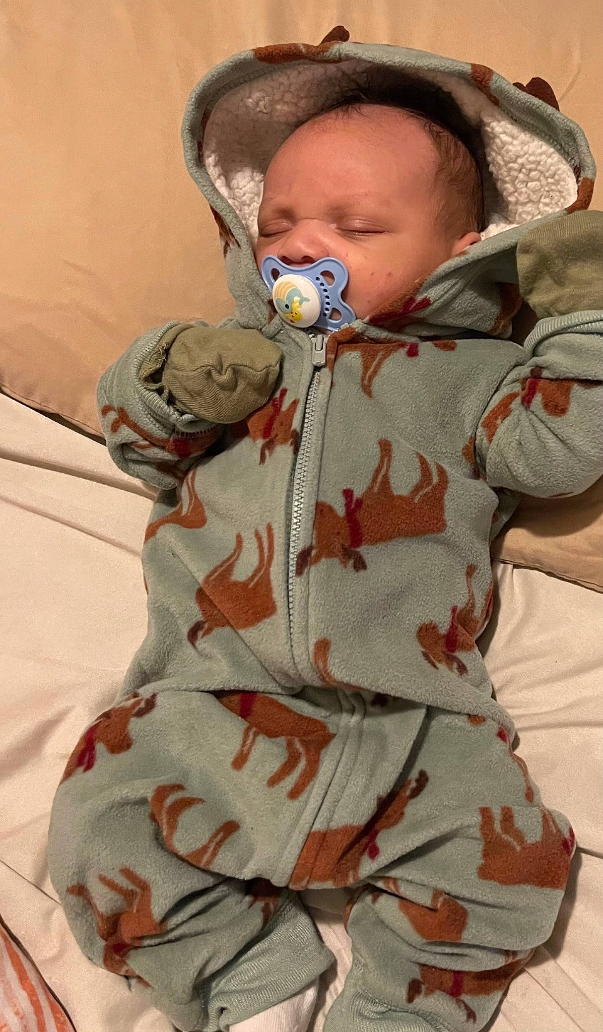 Caysen joined the competition — help win amazing prizes! baby, baby_products, baby_sleeping, baby_toddler_clothing, child, comfort, day_dress, facial_expression, fashion_design, fur, headgear, linens, one_piece_garment, pattern, peach, person, pink, skin, sleeve, textile