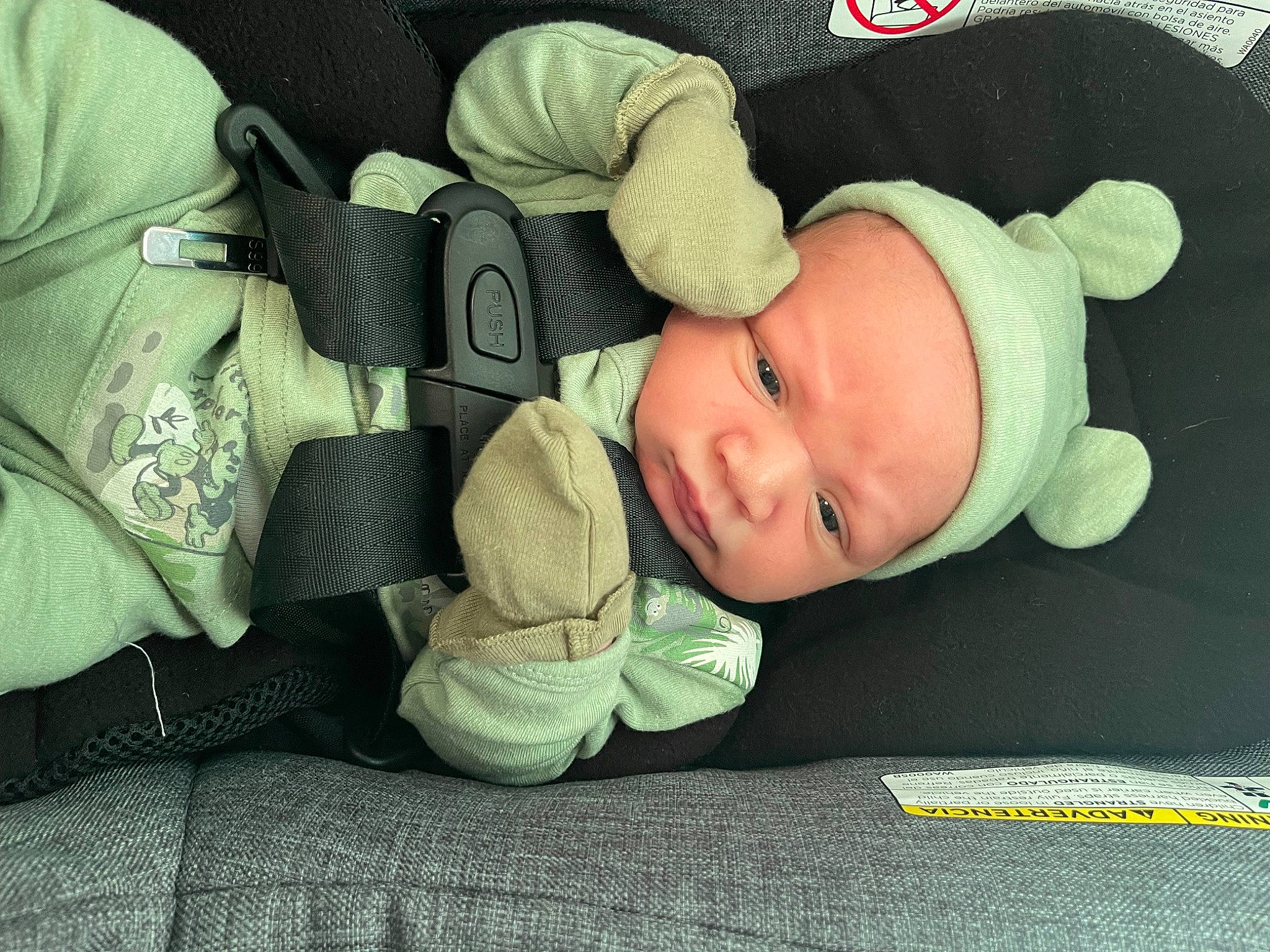 Caysen is registered to the contest to win money with this photo: baby, baby_carriage, baby_in_car_seat, baby_products, baby_safety, baby_sleeping, baby_toddler_clothing, beanie, cap, car_seat, cheek, child, comfort, hat, knit_cap, linens, nap, person, sitting, sleep