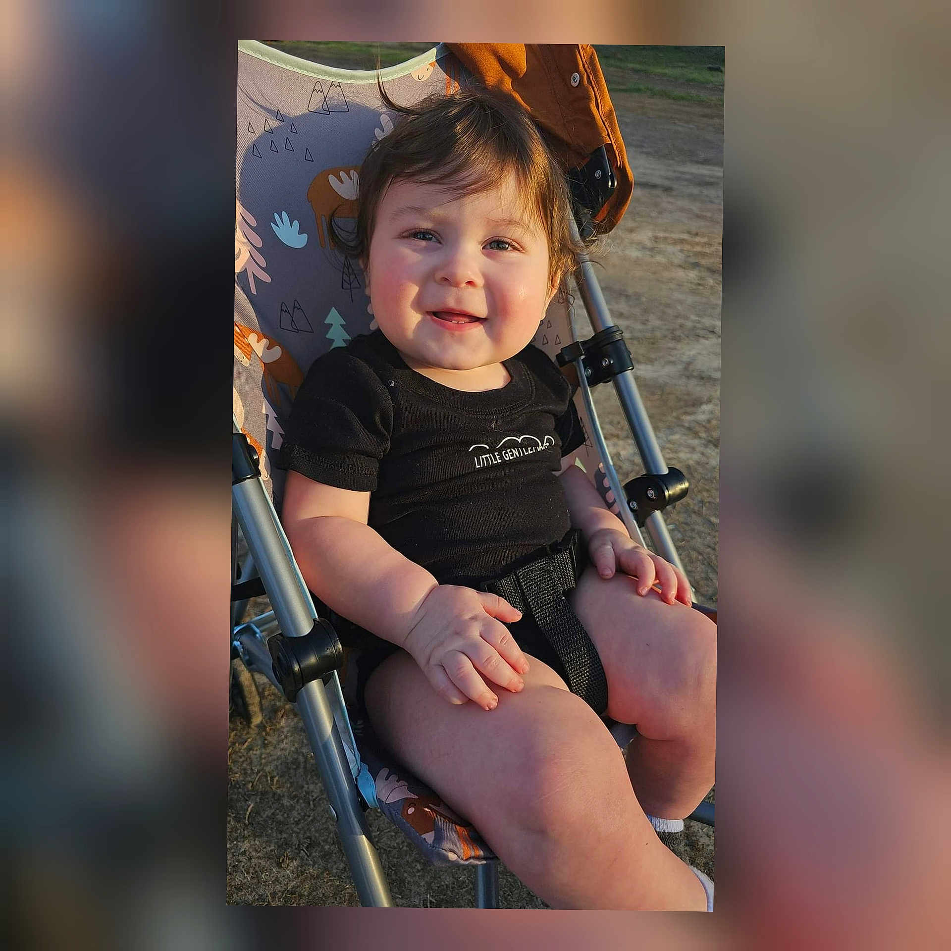 Richard joined the competition — help win amazing prizes! ankle, baby, babylaughing, bodypart, clothing, face, finger, furniture, hand, happy, hat, head, mouth, person, photography, playarea, portrait, smile, stroller, t_shirt