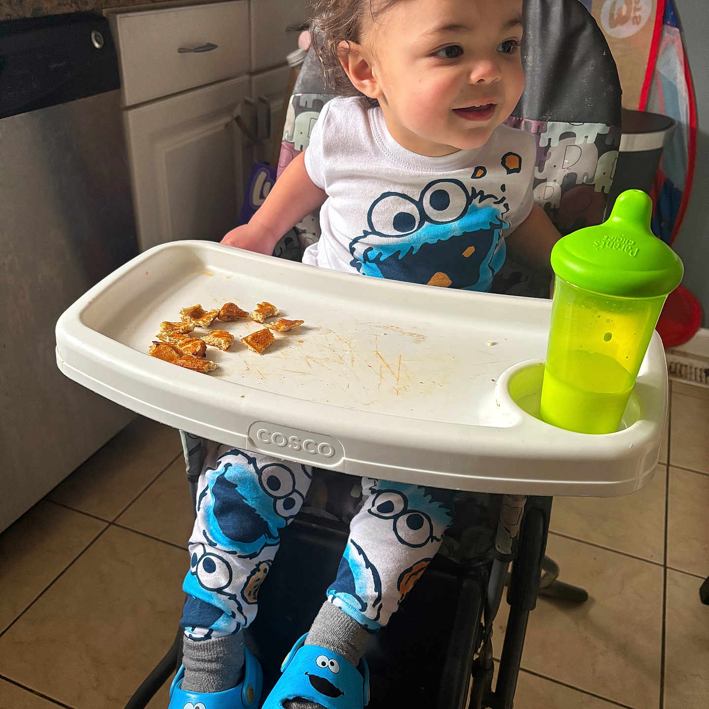 Aieko joined the competition — help win amazing prizes! basin, bodypart, chair, child, clothing, diningtable, eating, face, female, finger, food, footwear, furniture, girl, hand, head, highchair, person, shoe, table
