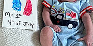 Geremiah is registered to the contest to win money with this photo: 4th_of_july, baby, blanket, blue, blue_outfit, celebration, child, cute, flag, footprint_art, handmade_sign, holiday, indoors, infant, lying_down, newborn, patriotic, portrait, red, white