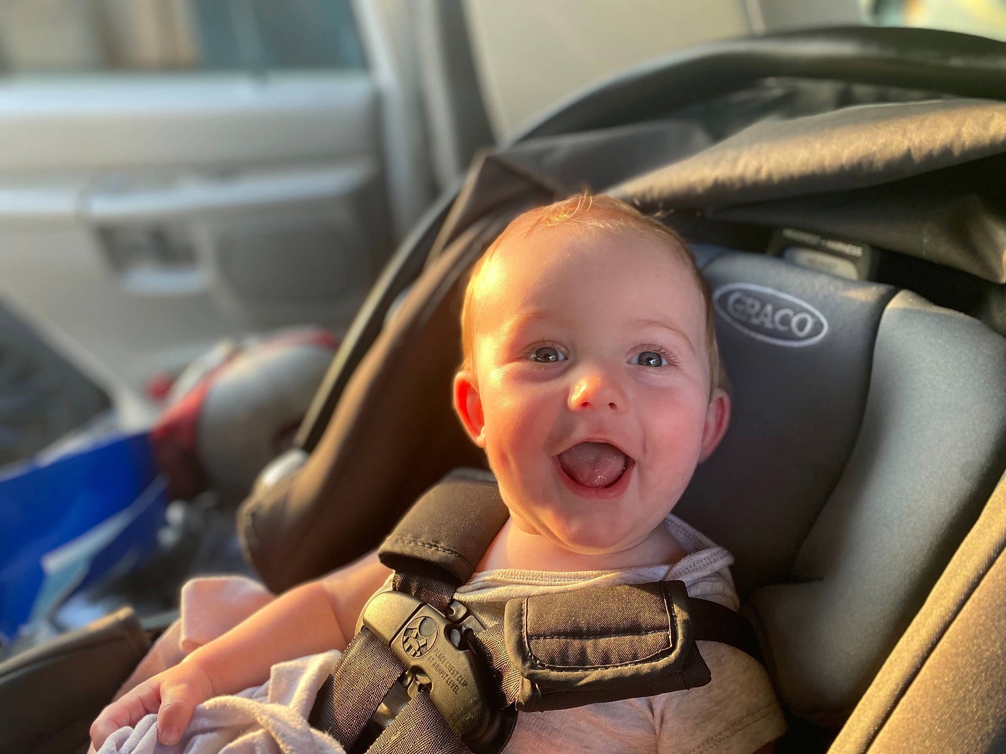 Elias joined the competition — help win amazing prizes! auto_part, automotive_design, baby, baby_toddler_clothing, car_seat, car_seat_cover, cheek, child, comfort, eye, happy, motor_vehicle, mouth, person, product, seat_belt, skin, smile, steering_wheel, toddler