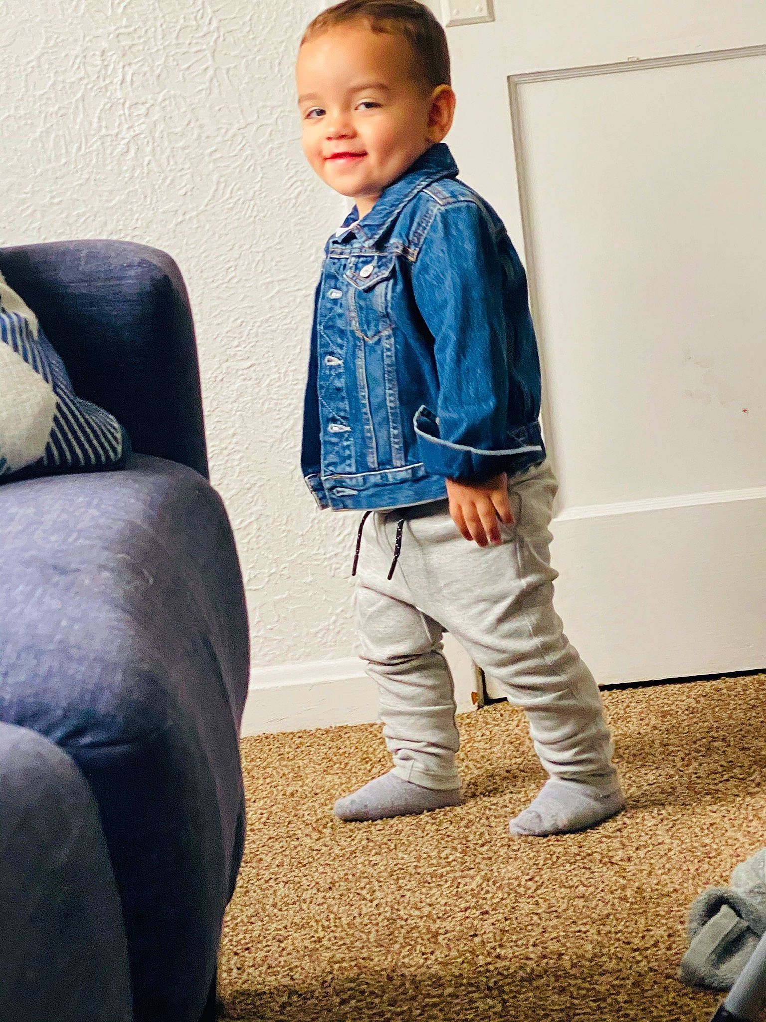 Brecken joined the competition — help win amazing prizes! armrest, baby_toddler_clothing, child_model, club_chair, collar, comfort, joy, person, pocket, shoulder, sleeve, standing