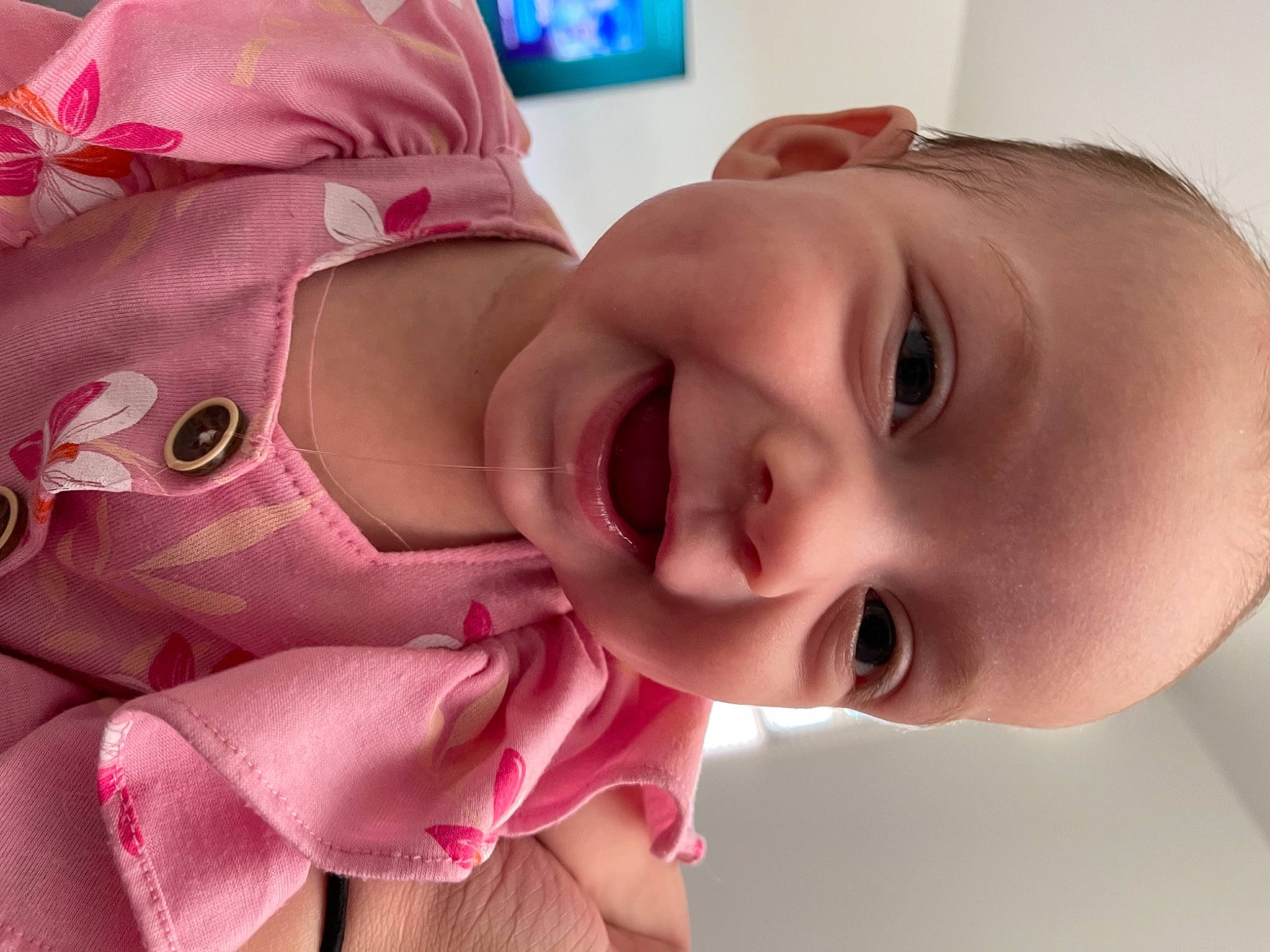 Lorelei is registered to the contest to win money with this photo: baby, baby_toddler_clothing, cheek, child, ear, eyebrow, eyelash, finger, hairstyle, happy, headgear, iris, lip, mouth, neck, nose, person, pink, skin, smile