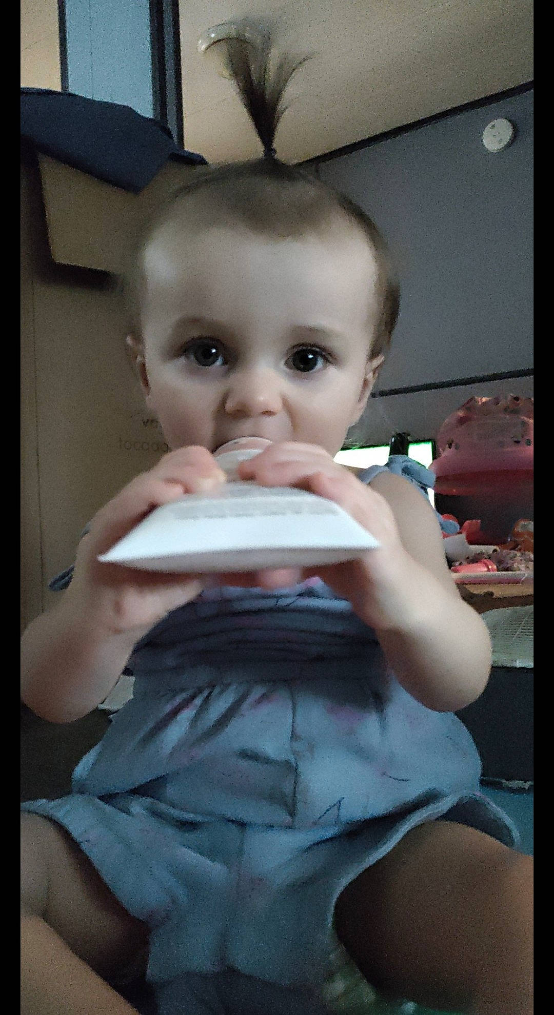 Elizabeth joined the competition — help win amazing prizes! abdomen, baby, baby_products, baby_toddler_clothing, blond, cheek, chest, child, drinking, eyelash, finger, flash_photography, gesture, nail, neck, nose, person, sitting, t_shirt, thumb