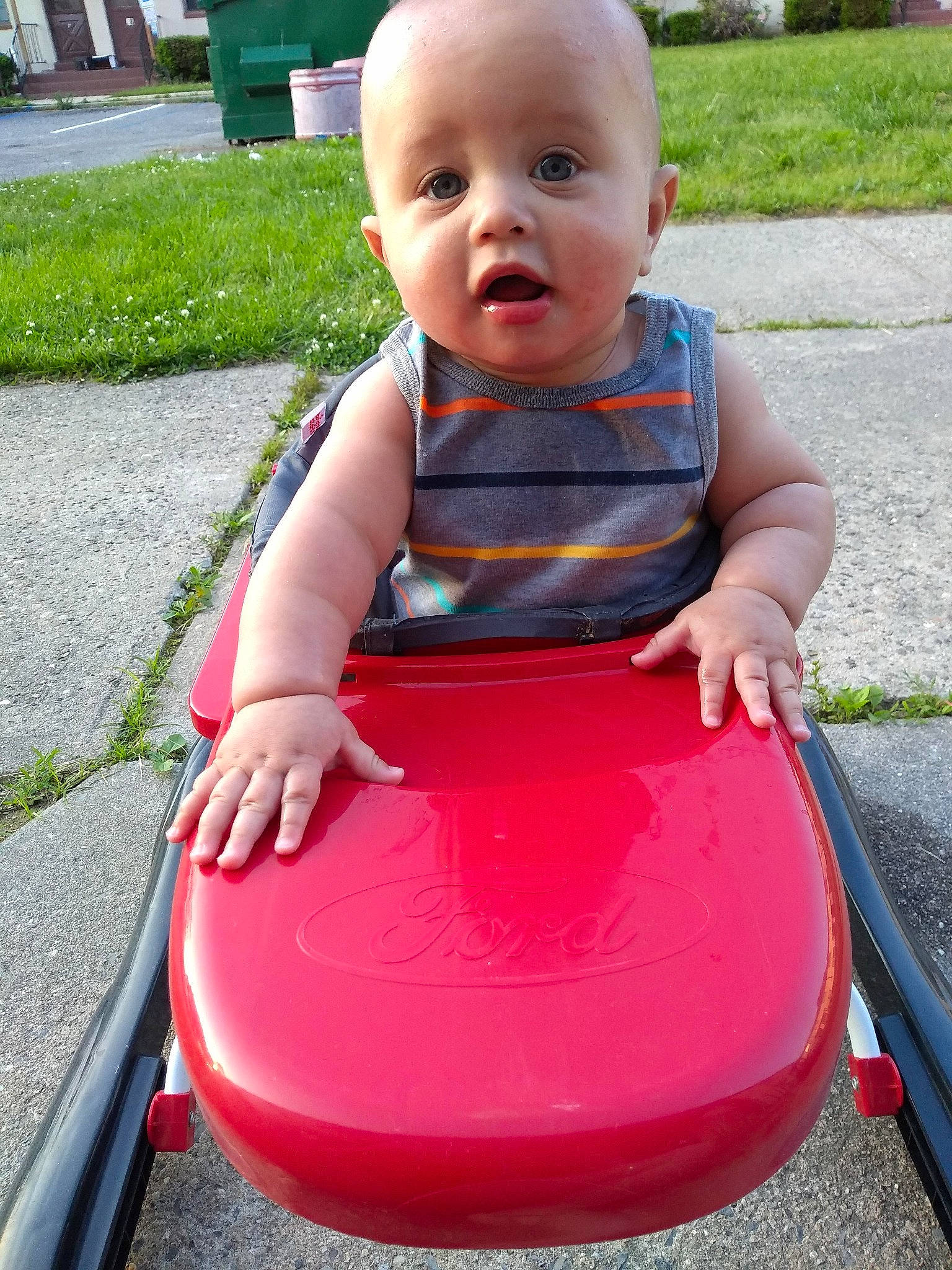 Jynxton joined the competition — help win amazing prizes! baby, baby_products, child, grass, person, pink, play, playground, product, public_space, sitting, smile, summer, surprise, toddler, vacation