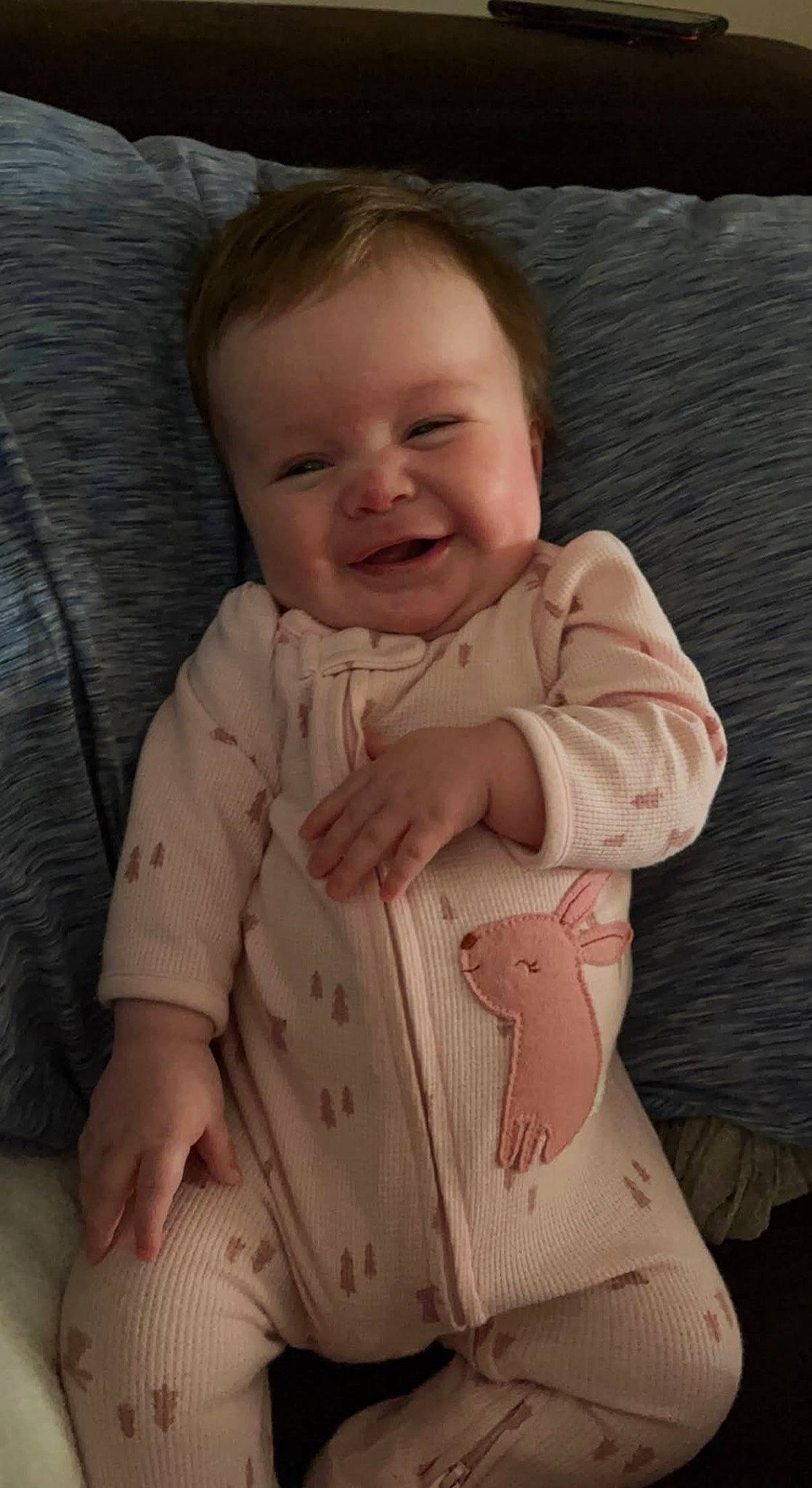 Scarlett joined the competition — help win amazing prizes! baby, baby_toddler_clothing, cheek, chest, comfort, eye, face, finger, head, human_body, lip, nose, outerwear, person, skin, sleeve, smile, stomach, textile, thumb