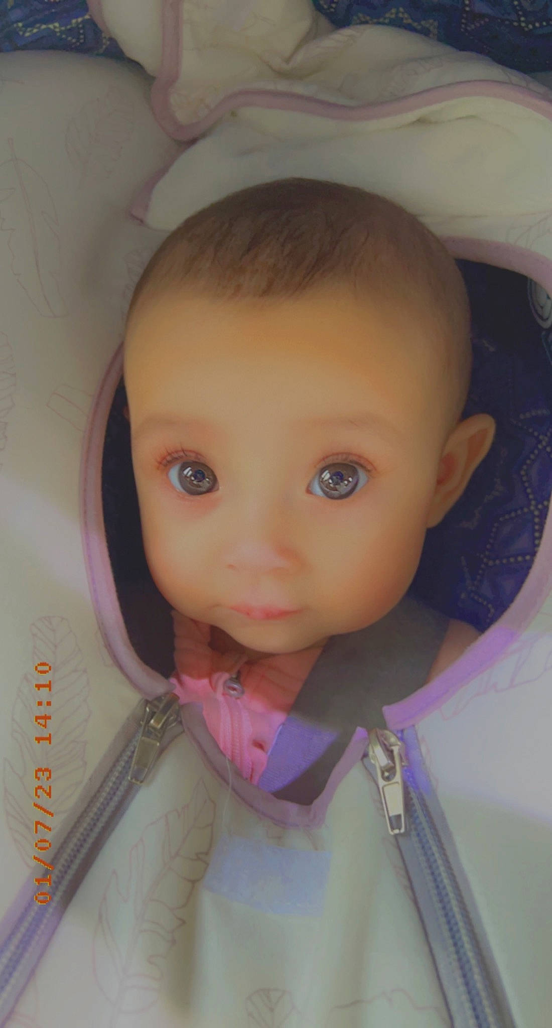 Davina is registered to the contest to win money with this photo: cheek, child, close_up, doll, eye, eyebrow, eyelash, fashion_accessory, hair, head, headgear, iris, lip, nose, person, pink, skin, stuffed_toy, textile, toy