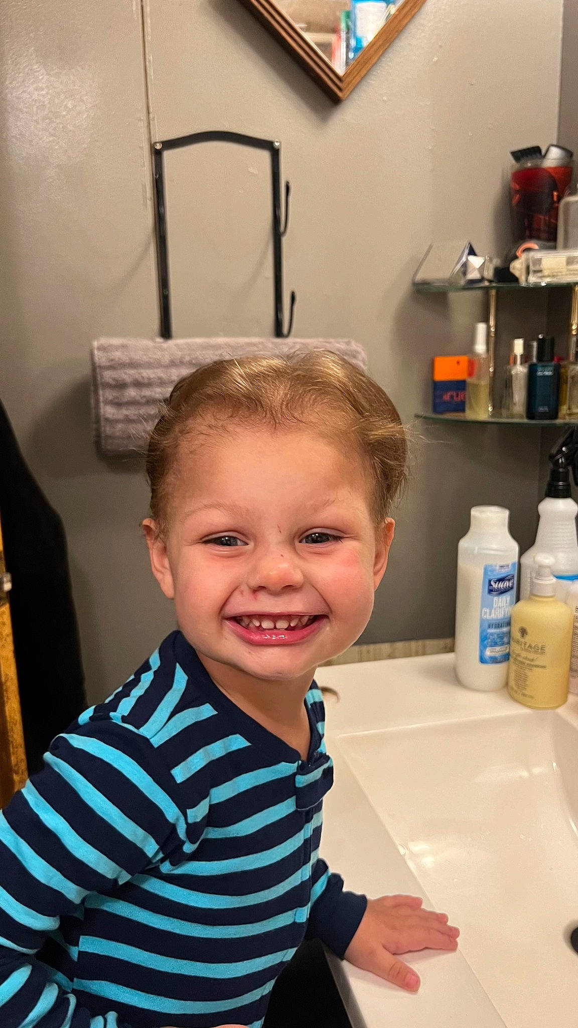 Michael joined the competition — help win amazing prizes! baby, bathroom, bottle, child, fluid, gas, hair, hairstyle, happy, joy, person, personal_care, plastic_bottle, plumbing, plumbing_fixture, room, sink, skin, smile, t_shirt