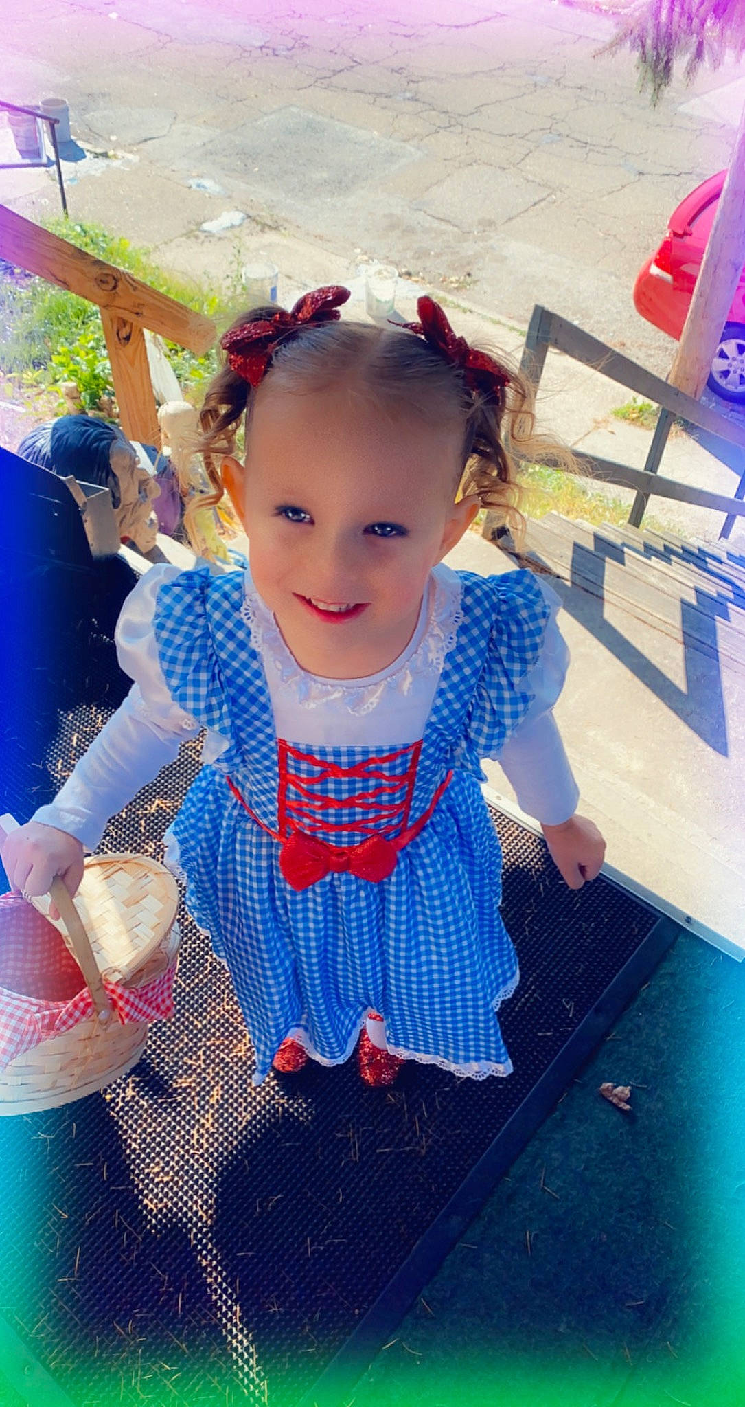 Addilynn joined the competition — help win amazing prizes! baby, baby_toddler_clothing, child, cool, costume, electric_blue, fashion_accessory, fun, hair_accessory, happy, headgear, joy, leisure, magenta, pattern, person, play, purple, red, skin