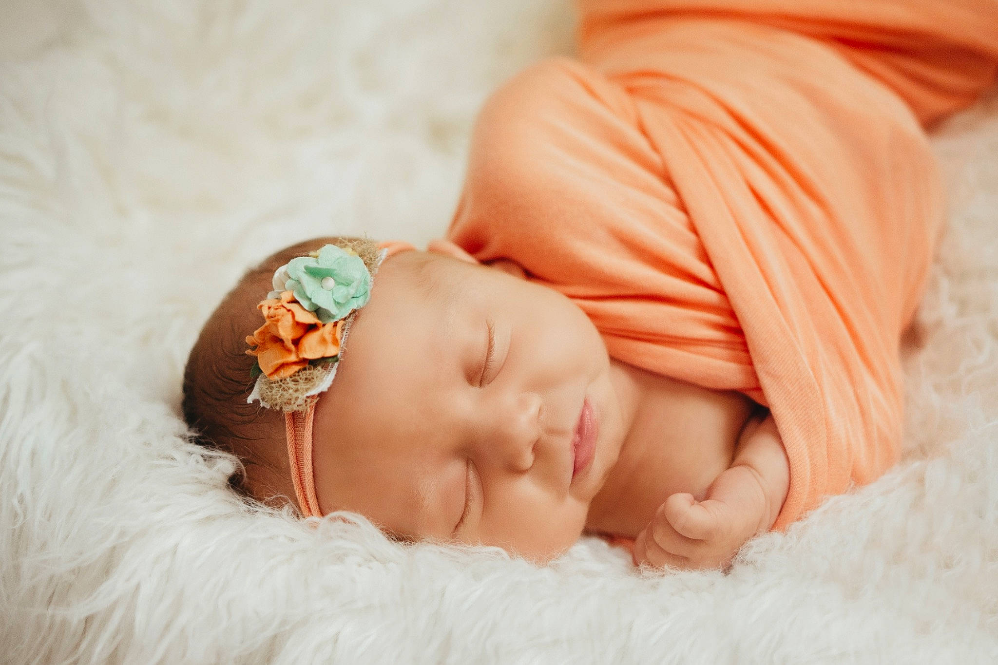 Oaklyn is registered to the contest to win money with this photo: baby, baby_sleeping, birth, child, fashion_accessory, hair_accessory, headband, headgear, orange, peach, person, photograph, photography, sleep, toddler